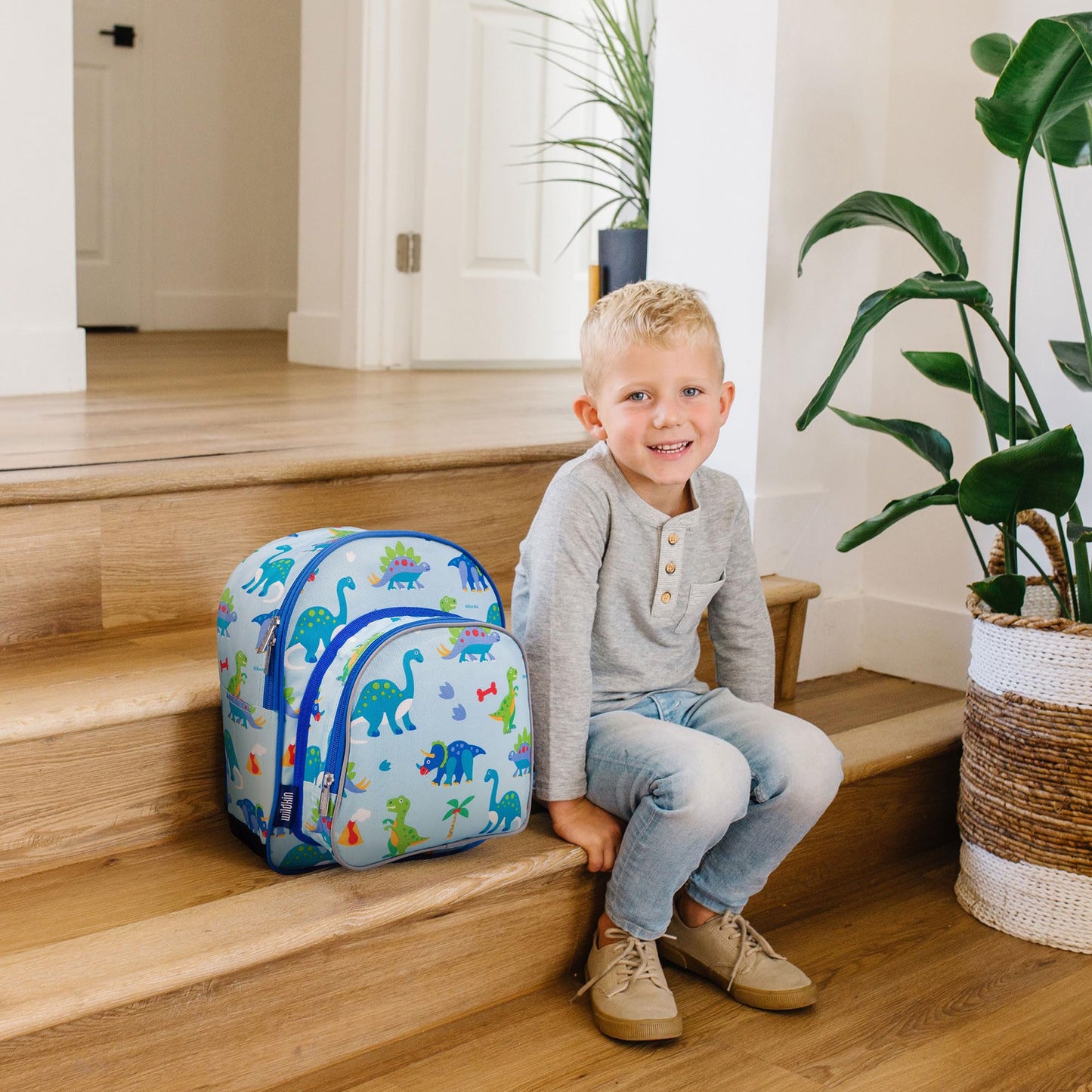 Wildkin 12-Inch Kids Backpack – Lightweight, Durable, Padded Straps – Ideal for Daycare, Preschool & Travel - Dinosaur Land