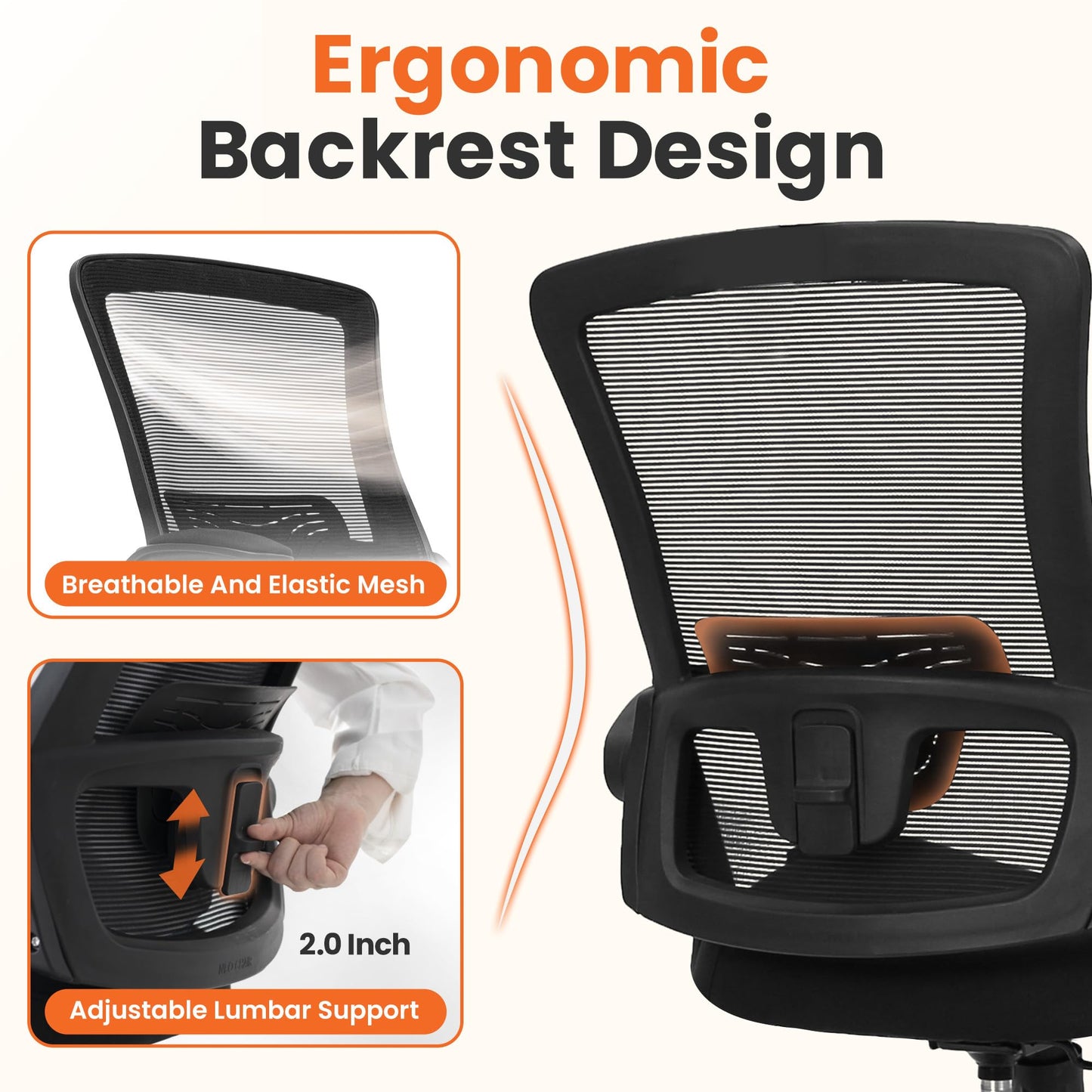 NEO CHAIR Office Desk Gaming Chair Computer High Back Mesh Seat with Rolling Wheels Ergonomic Adjustable Comfy Flip-up Armrests Lumbar Support Height for Home (Black)