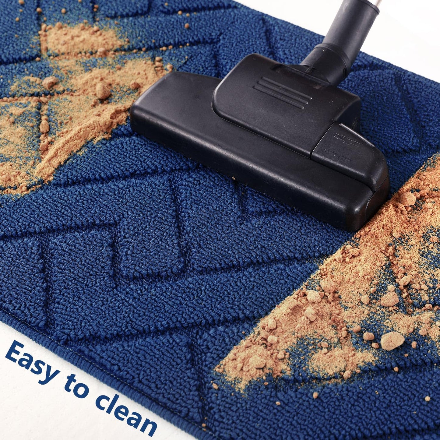 hicorfe Kitchen Rugs and Mats Sets,2 Pieces Super Absorbent Polypropylene Non-Slip Rug,Soft Comfort Floor Mat,Washable for Kitchen,Hallway,Office,Sink,Laundry(24" x 35"+24" x 71",Navy Blue)