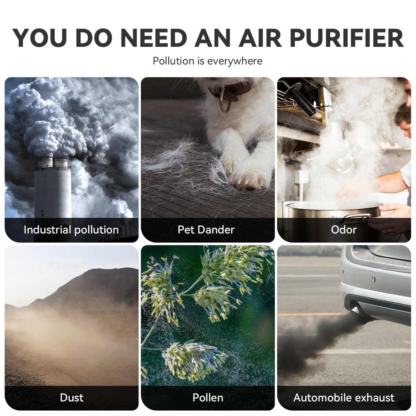 Air Purifiers for Bedroom, H13 HEPA Air Purifiers - Covers Up to 1074 ft² - 24dB Ultra-Quiet Sleep Mode, 360° Outlet Air Cleaner, Perfect for Home, Pets (White)