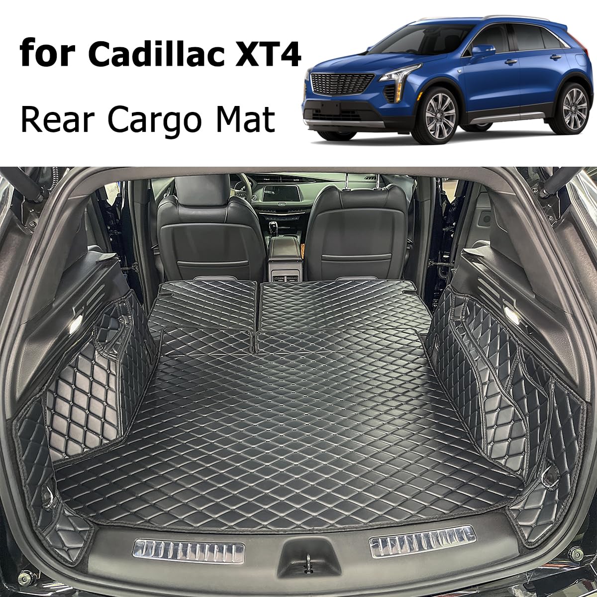 7DEEKEI for 2019-2025 Cadillac XT4 Trunk Mat and Rear Backrest Mat Cargo Liners All Weather Anti-Slip