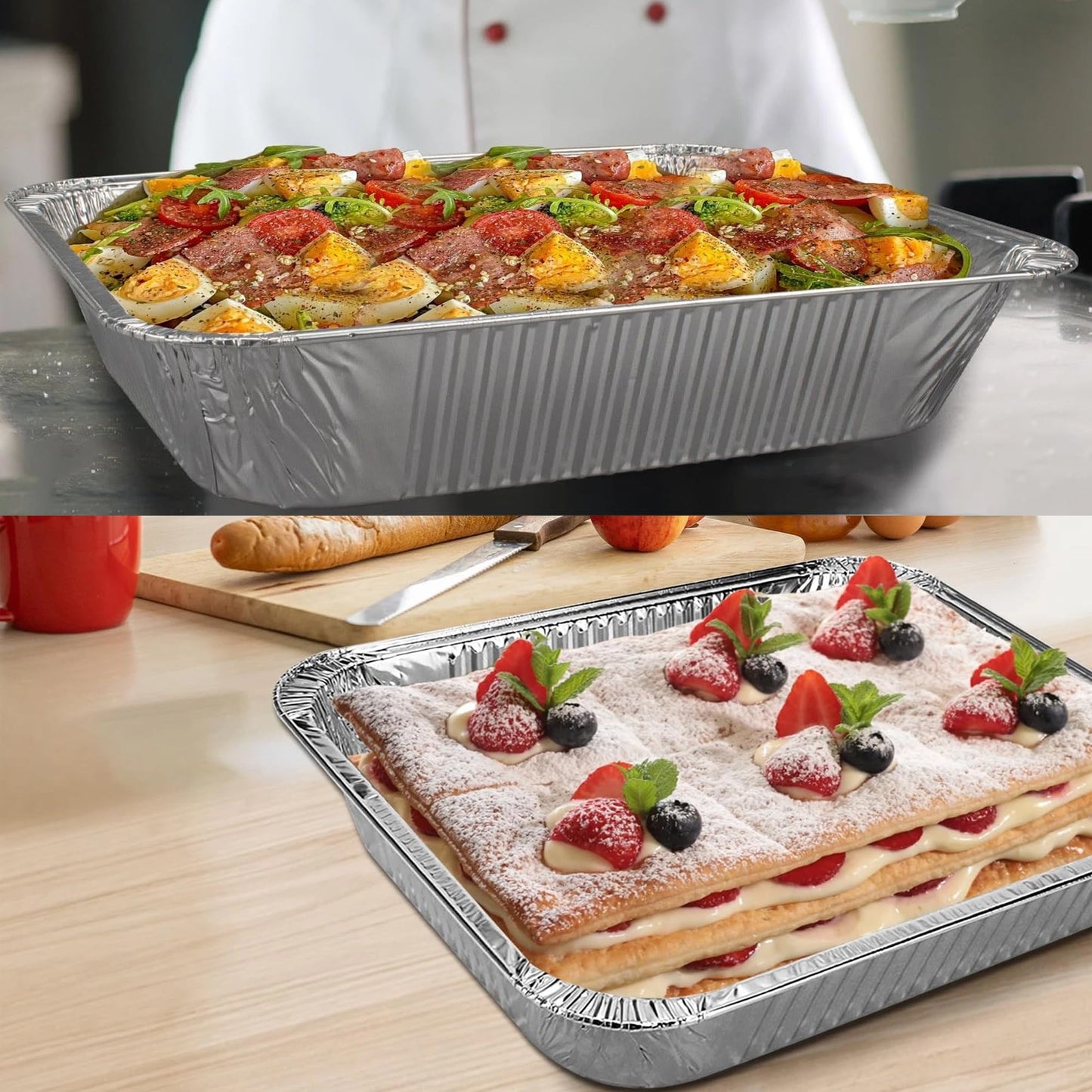 Waytiffer Disposable Large Aluminum Pans (20 Pack) Full Size Roasting & Baking Pan, 21"x13" Deep Foil Pans Extra Heavy Duty Chafing Trays for Broiling, Restaurants, Heating, Buffets & Bakeware
