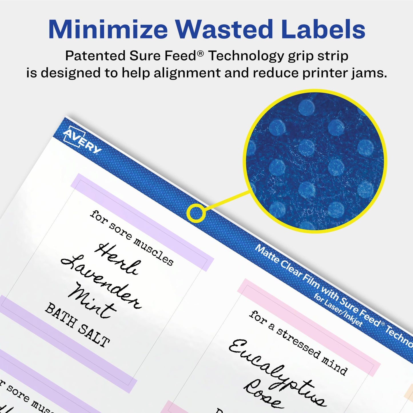 Avery Matte Clear Square Labels with Sure Feed, 2" x 2", 1,200 Matte Clear Labels, Print-to-The-Edge, Laser/Inkjet Printable Labels