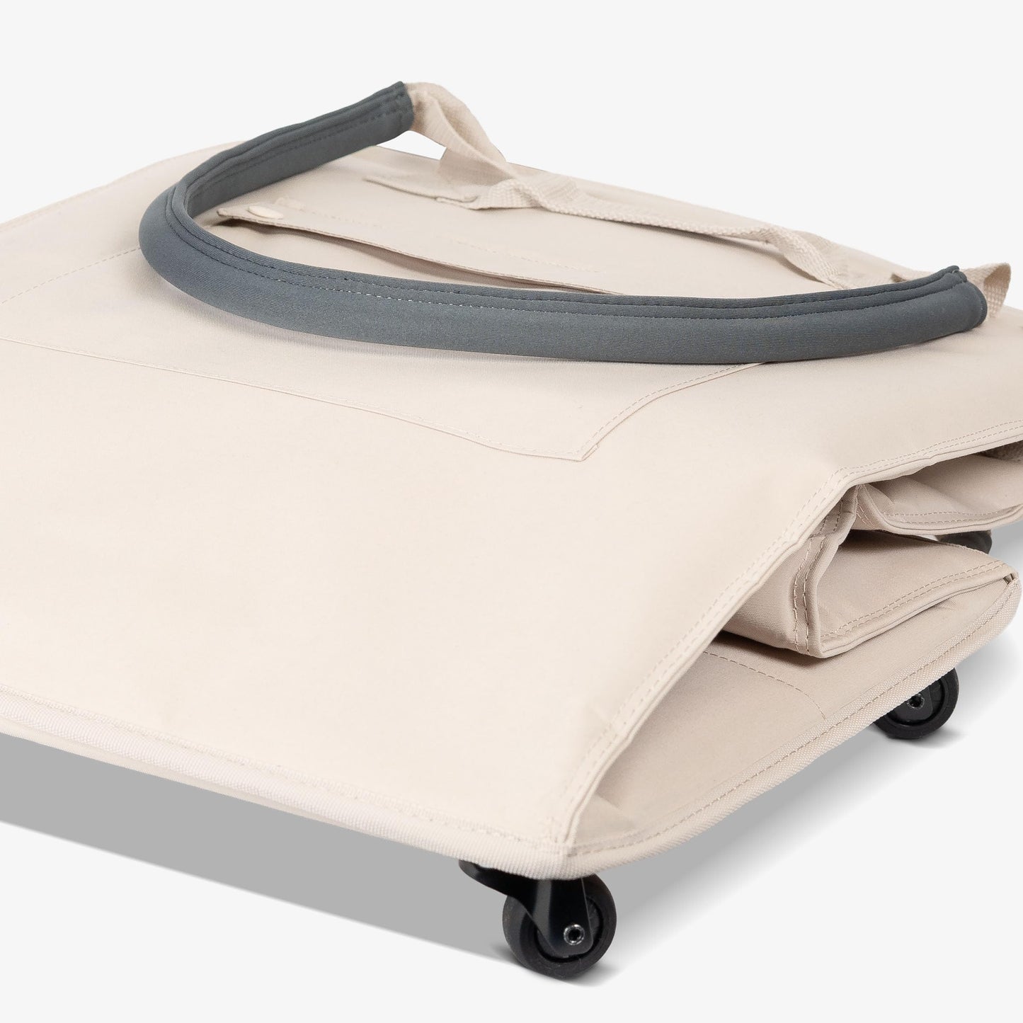 CleverMade Hauler Rolling Tote Bag, 90L Collapsible Portable Shopping Cart with Wheels for Groceries, Laundry, Organization – Heavy Duty Utility Tote with 75 lb Capacity, Basket with Wheels, Cream