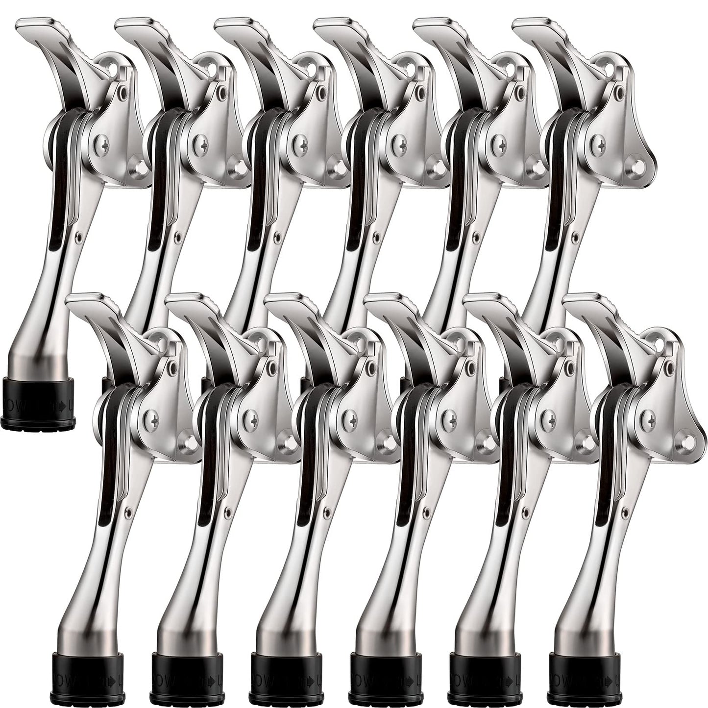 Chumia 12 Pcs Kickdown Door Stops Heavy Duty Door Stops for Bottom 4 Inch Adjustable Non Slip Rubber Tips Spring Kick Down Stopper