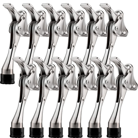 Chumia 12 Pcs Kickdown Door Stops Heavy Duty Door Stops for Bottom 4 Inch Adjustable Non Slip Rubber Tips Spring Kick Down Stopper