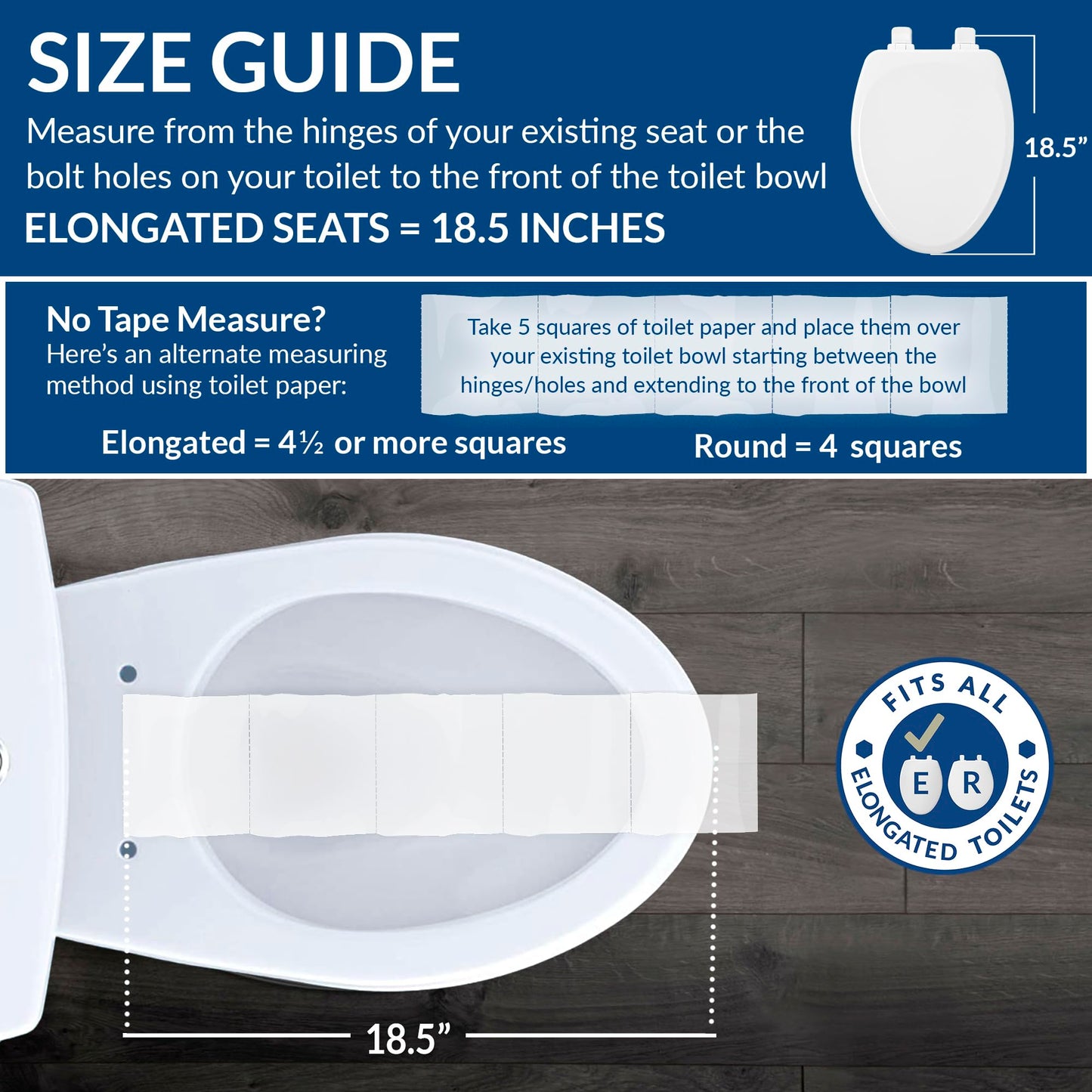 Bemis Aurora Slow Close Toilet Seat, Easy Clean Hinges and Adjustable Perfect Fit Plastic Seat, Made in USA, Elongated, White
