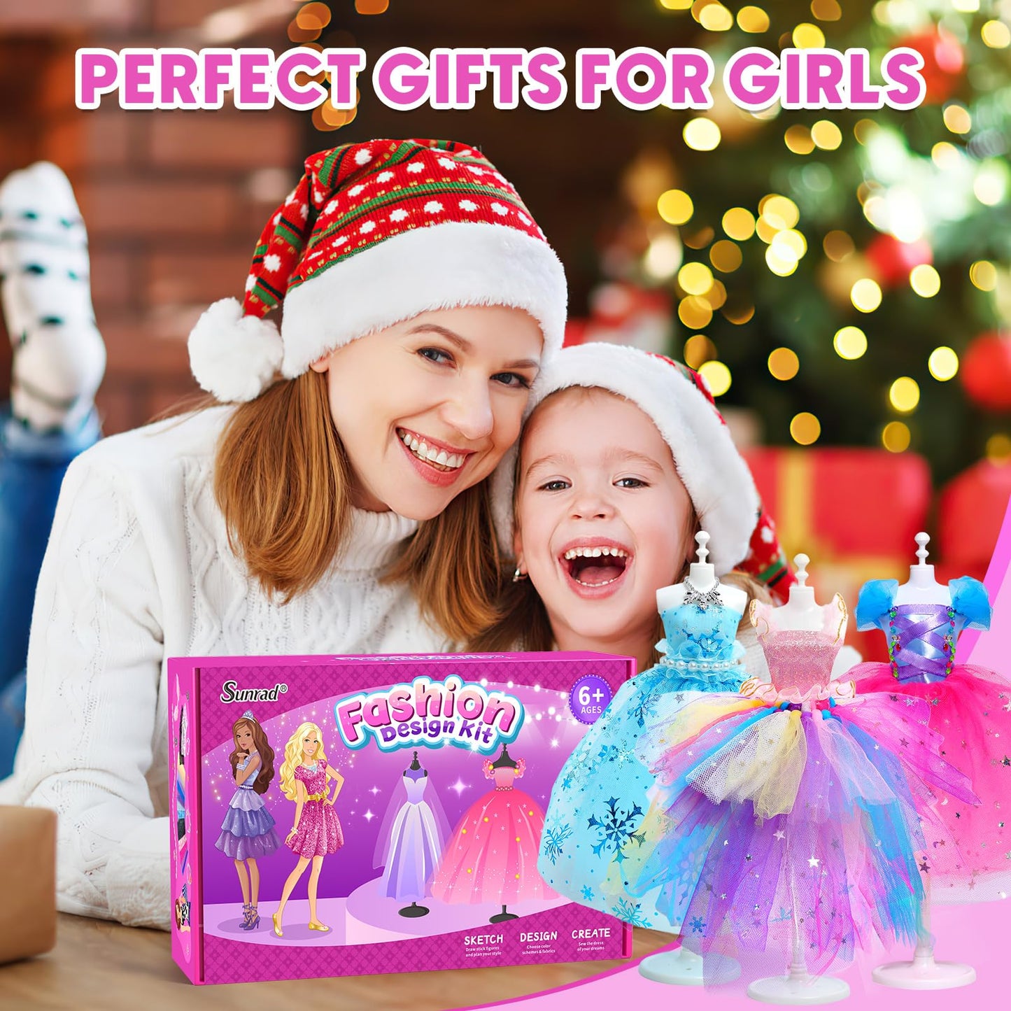 Sunrad 1000+ PCS Fashion Designer Kits for Girls with 5 Mannequins, DIY Arts & Crafts Sewing Kit for Kids Doll Clothes Making Toys, Birthday Gifts for Girls Age 6 7 8 9 10 11 12+