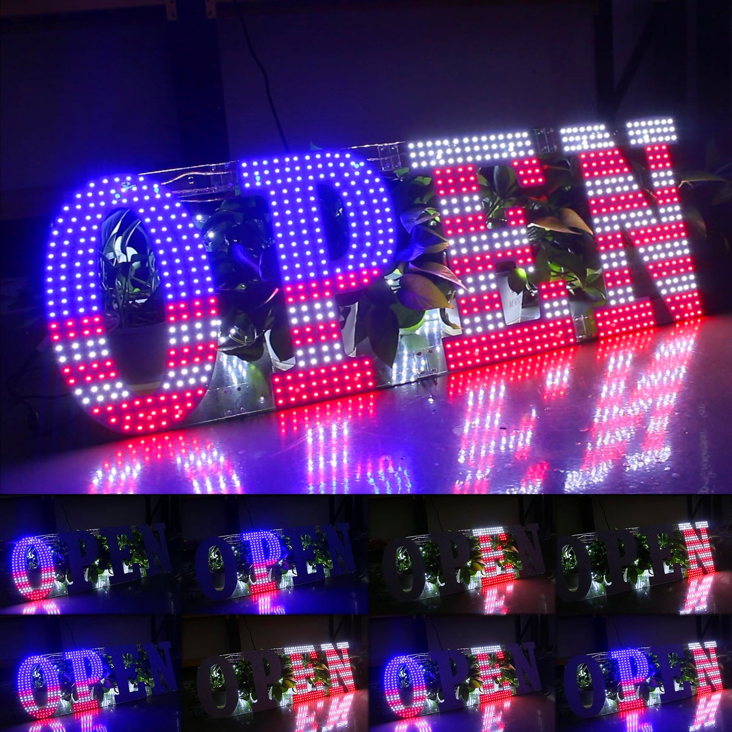 LemonNova 30'' x 10" LED Open Signs for Buisness, Remote Control and Adjustment Brightness & Color - 14 Mode, Large Open Closed Sign for Bar Store Restaurant Office Hotel Salon USA Flag