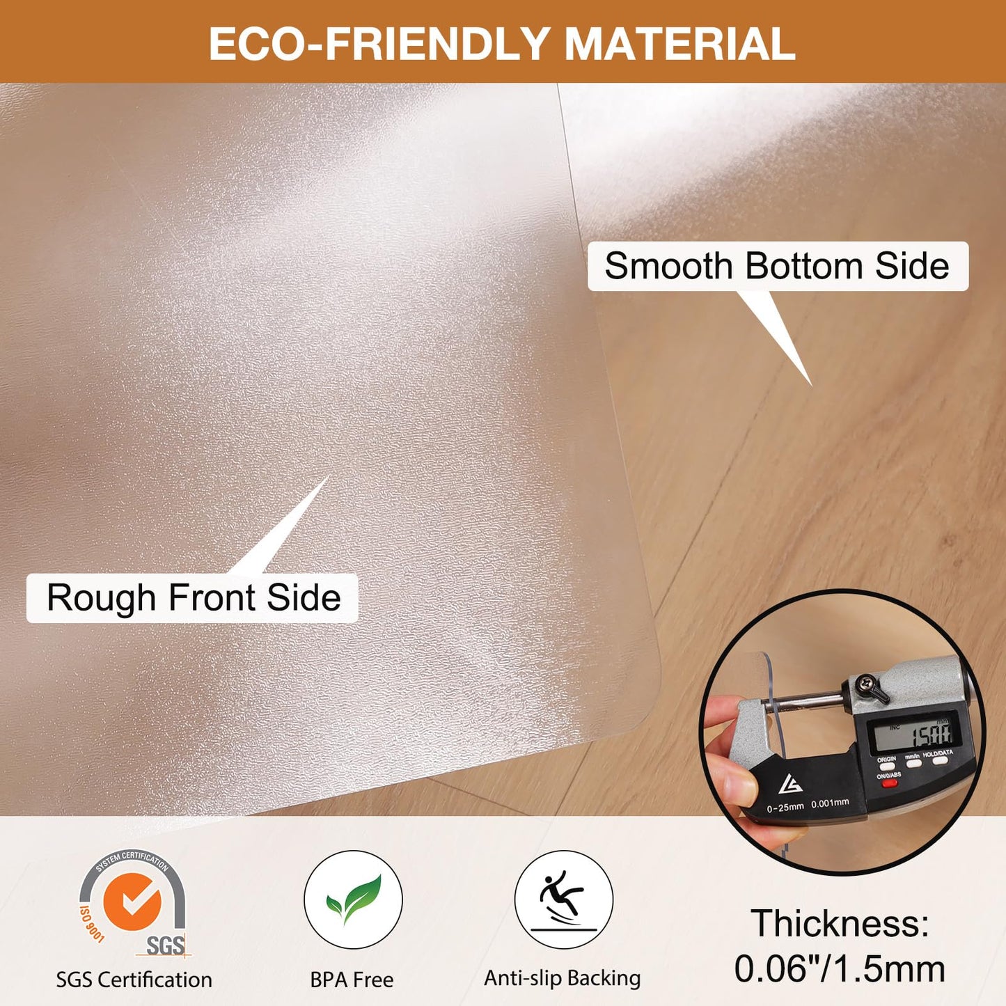Mymeely Floor Mat for Home, 5'x7' Upgraded Clear Area Rug for Dining Room, Non-Slip Hard Floor Living Room, PVC Waterproof Vinyl Floor Protector Mat, Large Plastic Under Bedroom, Kitchen, Table