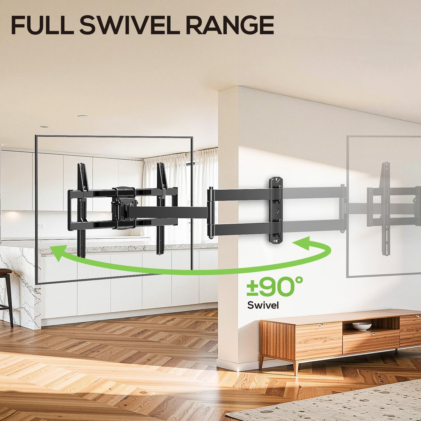 USX MOUNT Corner TV Wall Mount with 32.05" Long Arm for 32-75 Inch TVs up to 100 lbs, Full Motion TV Wall Mount Bracket with Swivel and Tilt, Max VESA 600x400mm fit Most 32 40 50 55 60 65 70 75TVs