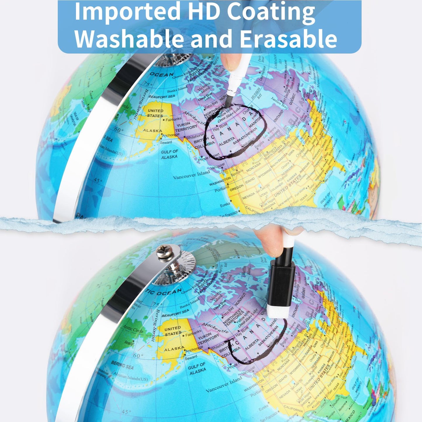 Eolivees 9'' Globe for Kids Rewritable World Globe