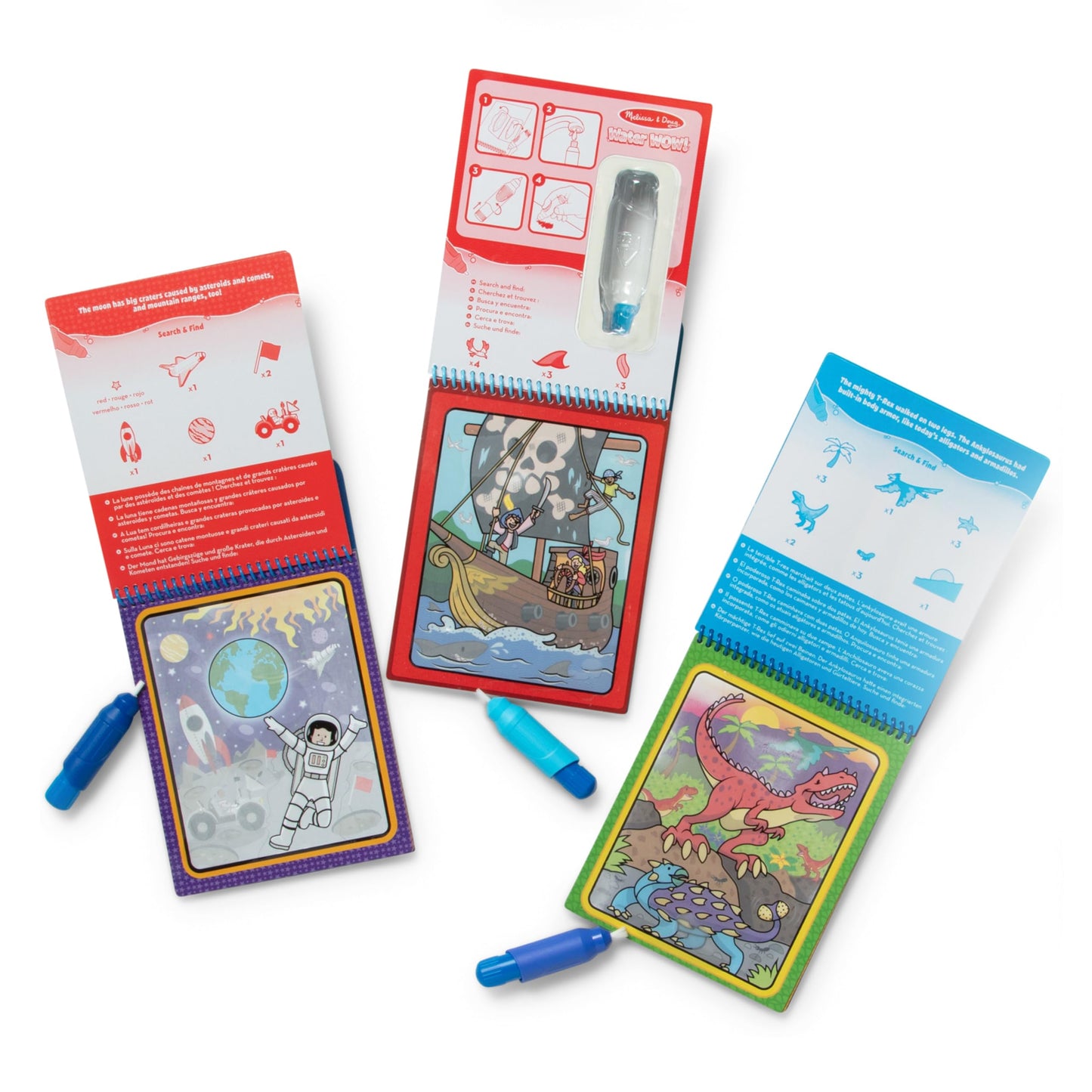 Melissa & Doug Water Wow! 3-Pack – Dinosaur, Adventure, Space Water-Reveal Travel Activity Pads