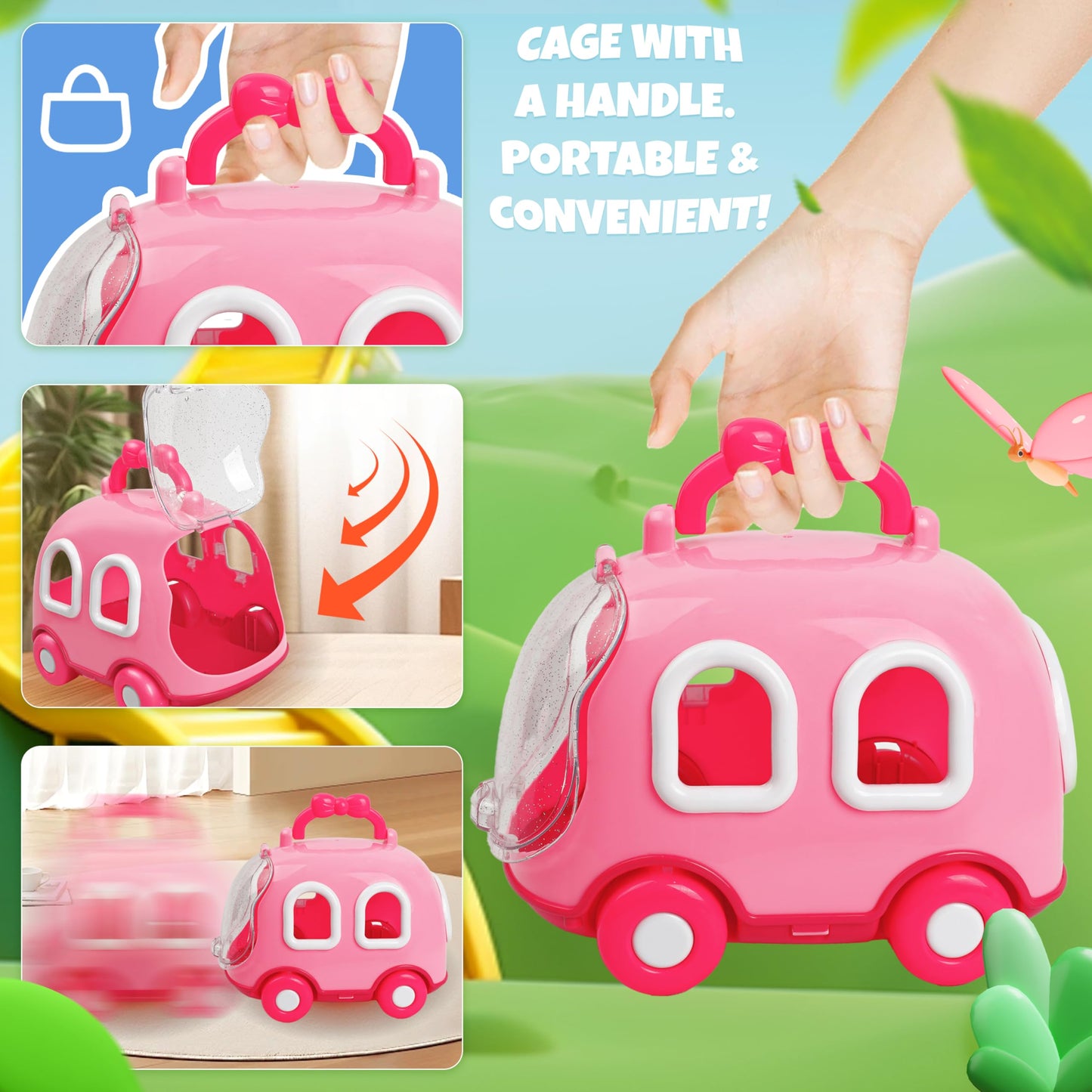 SMILESSKIDDO Hopping Bunny Toys for Girls - Electronic Jumping Rabbit with Wiggle Ears Twitch Nose, Storage Cage and Accessories, Interactive Pet Gifts for Toddlers 2 3 4 5 6