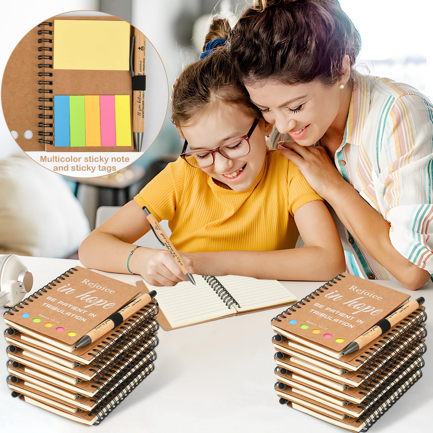 INSADA Christian Prayer Journal Bulk Spiral Notebook with Sticky Notes Small Notepad, 4.13”x 5.43”,for Friends Family religious inspirational Gifts (60 sets)