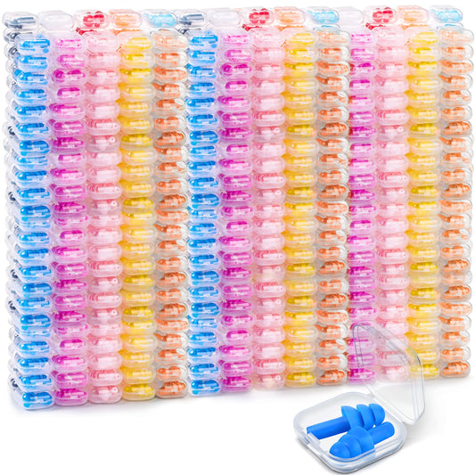 300 Pairs Ear Plugs Bulk for Sleeping Noise Cancelling, Swimming, Shooting, Concerts, Snoring 10 Assorted Colors with Carry Cases Reusable Silicone Earplugs Soft Ear Plugs