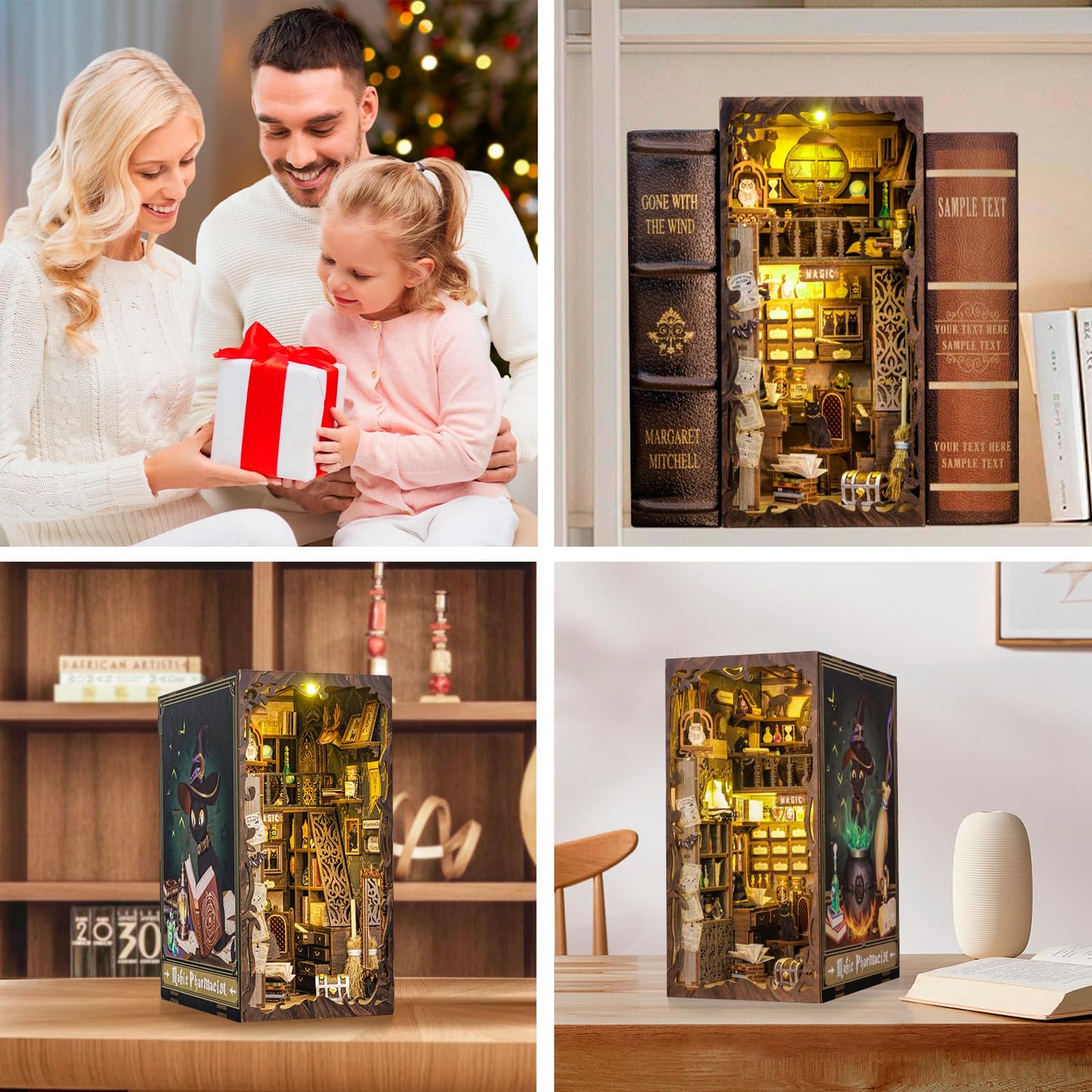 CUTEBEE Book Nook Kit, DIY Booknook Miniature House Tiny House 3D Wooden Puzzle Dollhouse Kit for Adults and Teens, Bookshelf Insert Decor, DIY Craft Gift Model Build