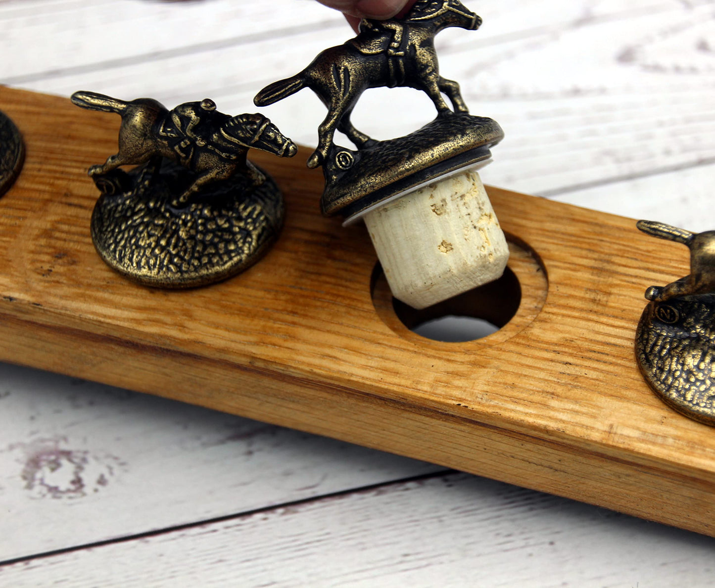 Barrel-Art bourbon stopper holder/Whiskey cork display/Fits Blanton's stoppers/with Metal (Natural)