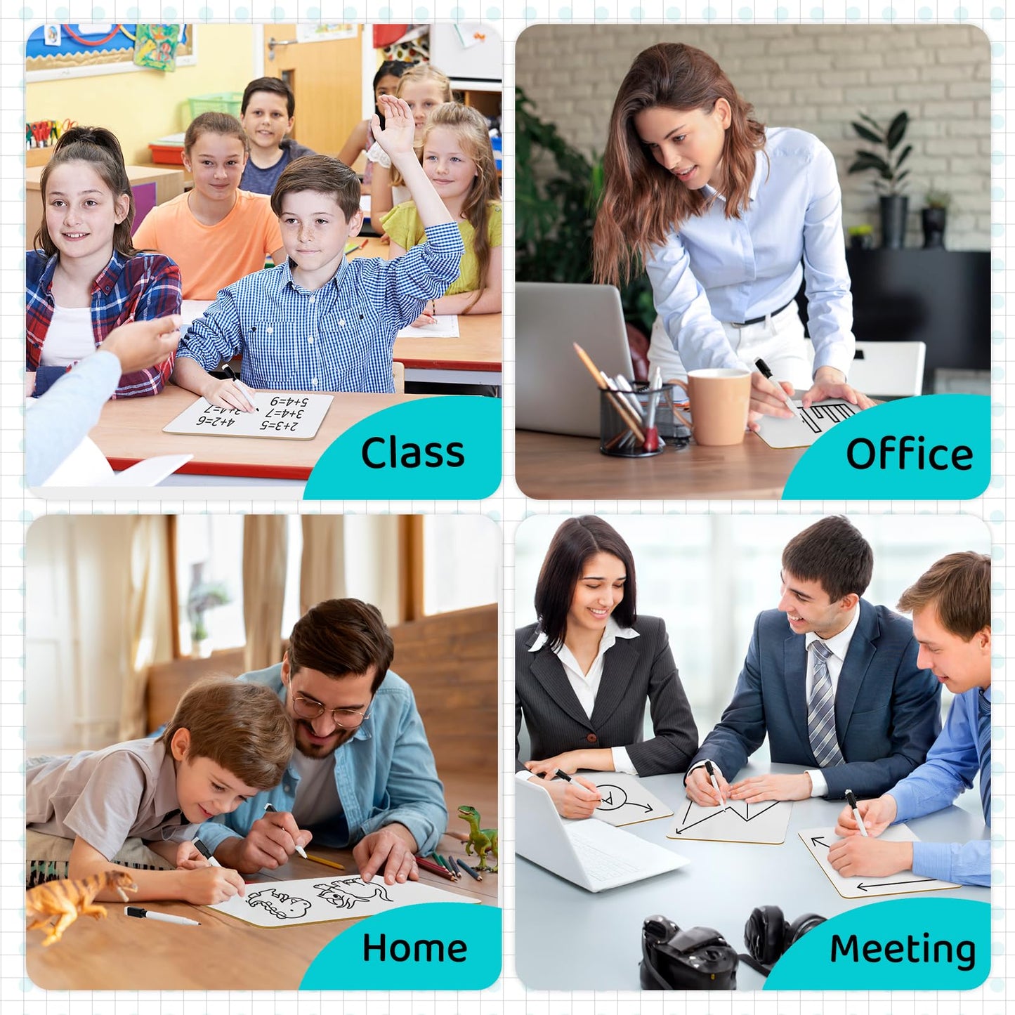 Dry Erase Lapboards 32 Pack, Double-Sided Small White Board for Classroom Student, 9"x12" Portable Dry Erase Board Bulk, Mini Whiteboard with 36 Pens, 36 Erasers & 36 Pen Holders, for Teacher Supplies