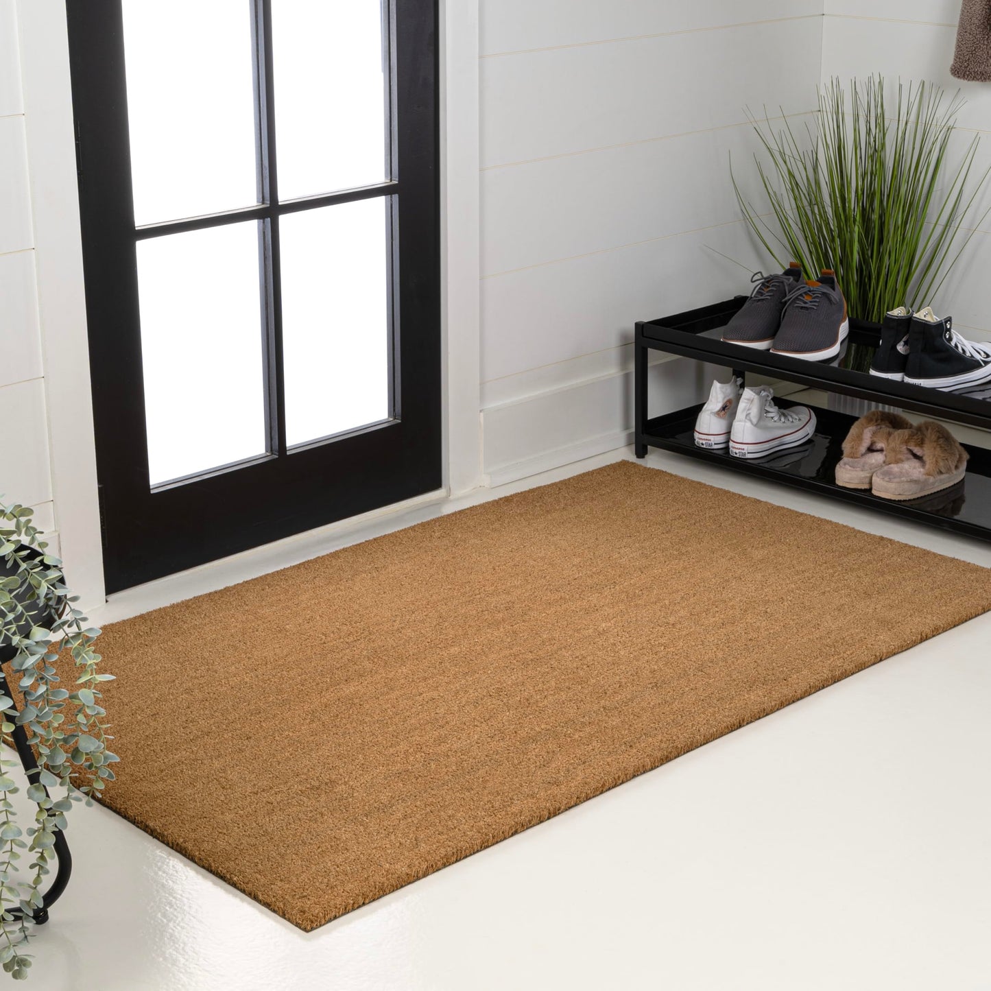 JONATHAN Y CHG100A-24 Peater Classic Casual Commerical Natural Coir Light Brown 2 ft. x 4 ft. Doormat for Entrance, Front Door, Entryway