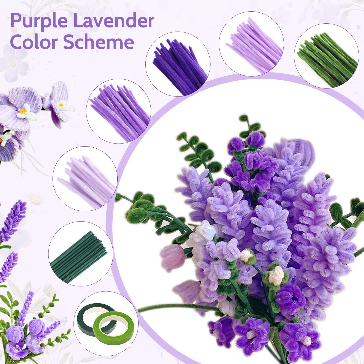 800 PCS Pipe Cleaners Craft, 13 Colors Chenille Stems, Pipe Cleaners Flowers Kit, Art and Craft Supplies