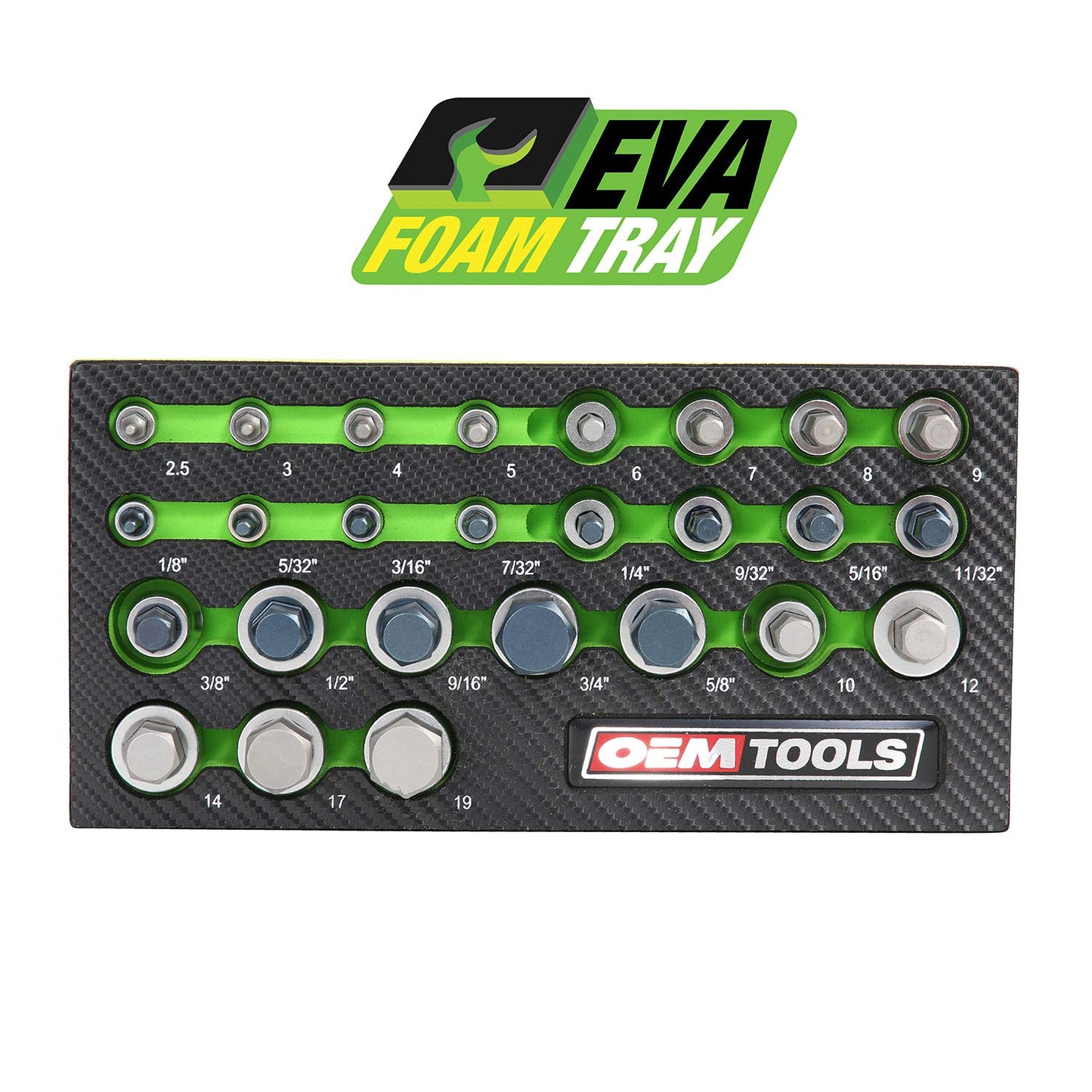 OEMTOOLS 23990 Allen Socket Set 26 Piece, Allen Wrench Socket Set SAE and Metric Sizes, Hex Socket Set Heat-Treated Alloy Steel, Hex Bit Set Rust-Resistant, Organized Allen Bit Set EVA Tray