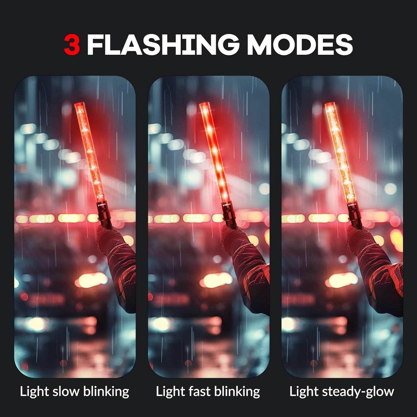 E-riding 10 Pack 21 Inch Safety Air Traffic Control Wand, Signal Traffic Safety Baton Led Light with 3 Flashing Modes for Parking Guides, Using 2 C-Size Batteries (Not Included)