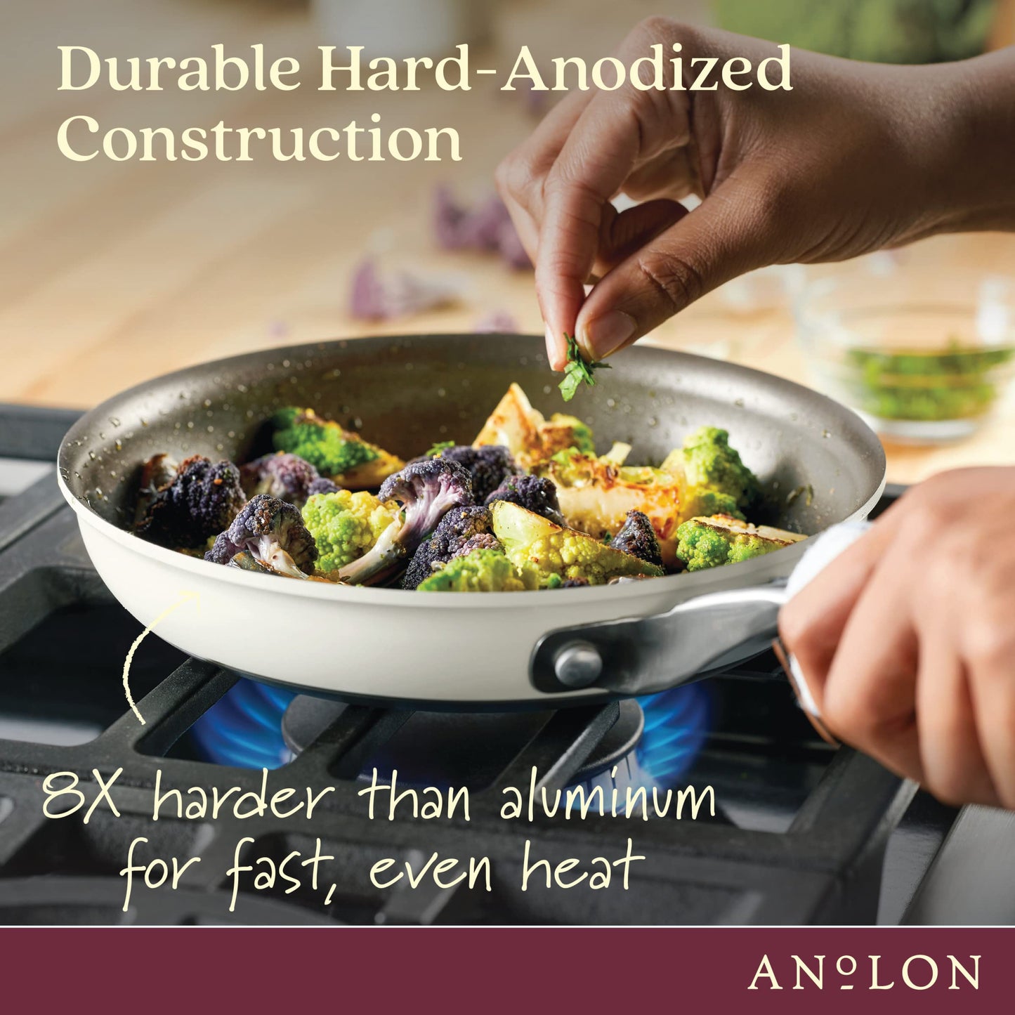 Anolon Achieve Hard Anodized Nonstick Frying Pan/Skillet, 10 Inch, Cream