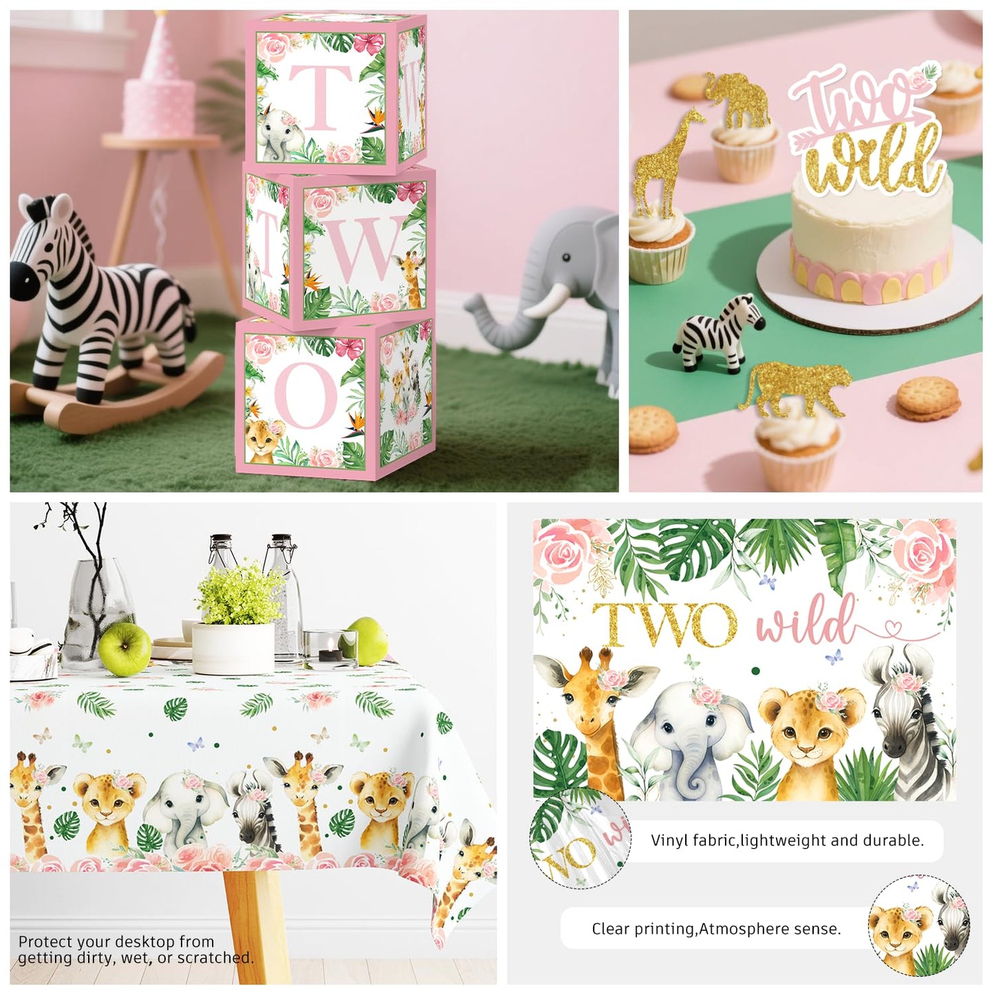 Two Wild Birthday Decorations Girl Safari Animal Jungle Theme 2nd Birthday Party Supplies Include Born Two be Wild Banner Balloons Garland Arch Plates and Napkins 2nd Decorations for Toddler Girl