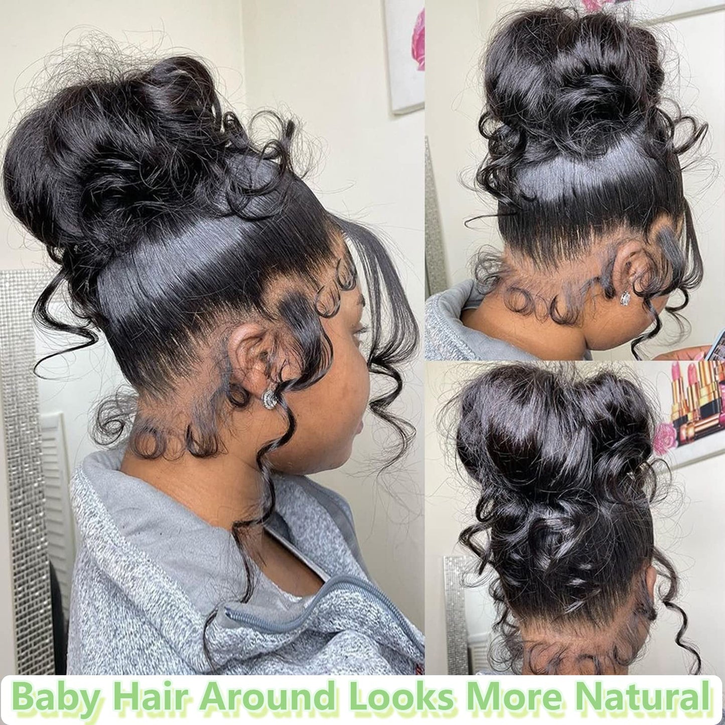 360 Body Wave Lace Front Wigs Human Hair Pre Plucked 180% Density Full Lace Human Hair Wigs Brazilian Virgin Body HD Human Hair Lace Front Wigs for Women Natural Color 22Inch
