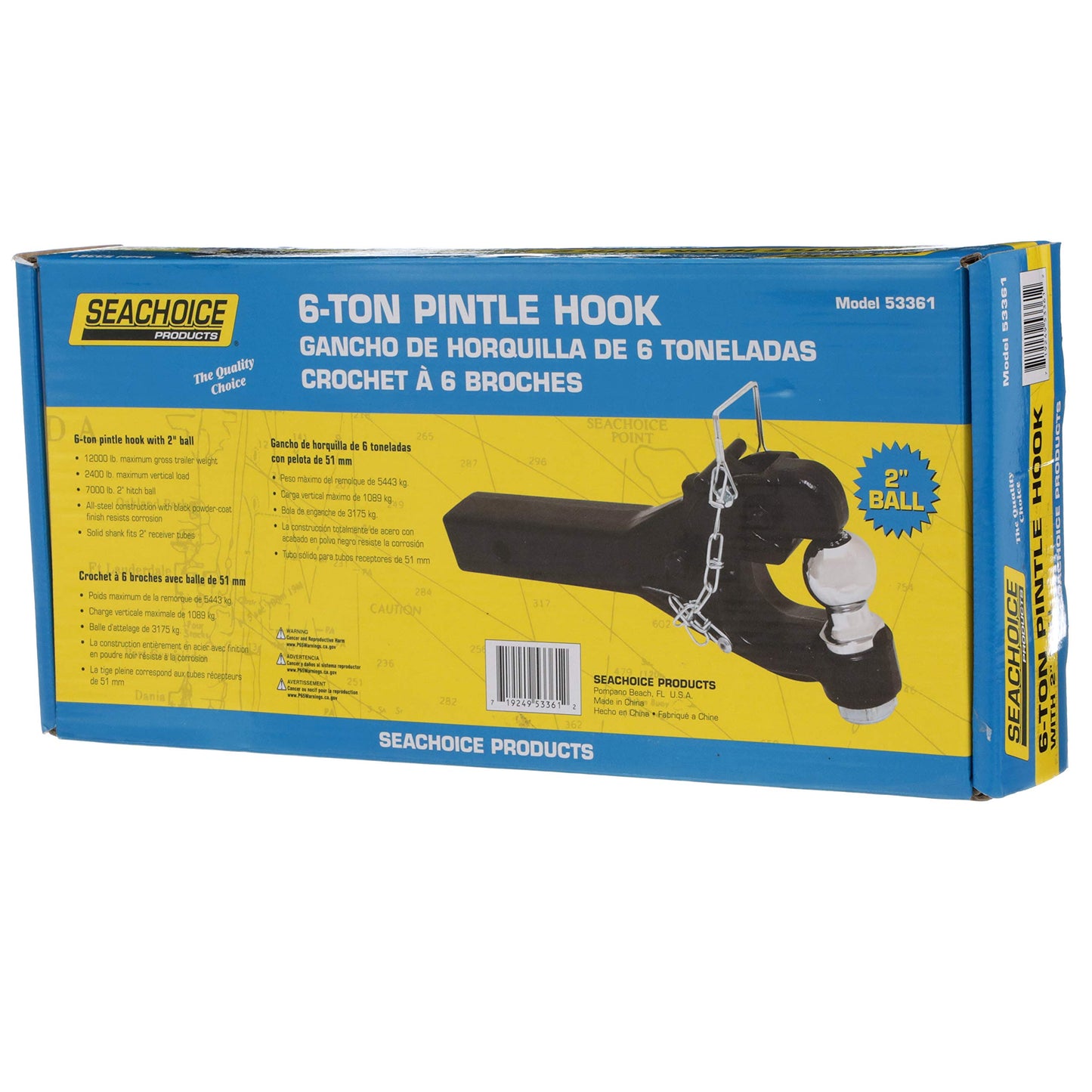 Seachoice 6-Ton Pintle Ball Hitch, 2 In. Ball, Trailer Towing, Black
