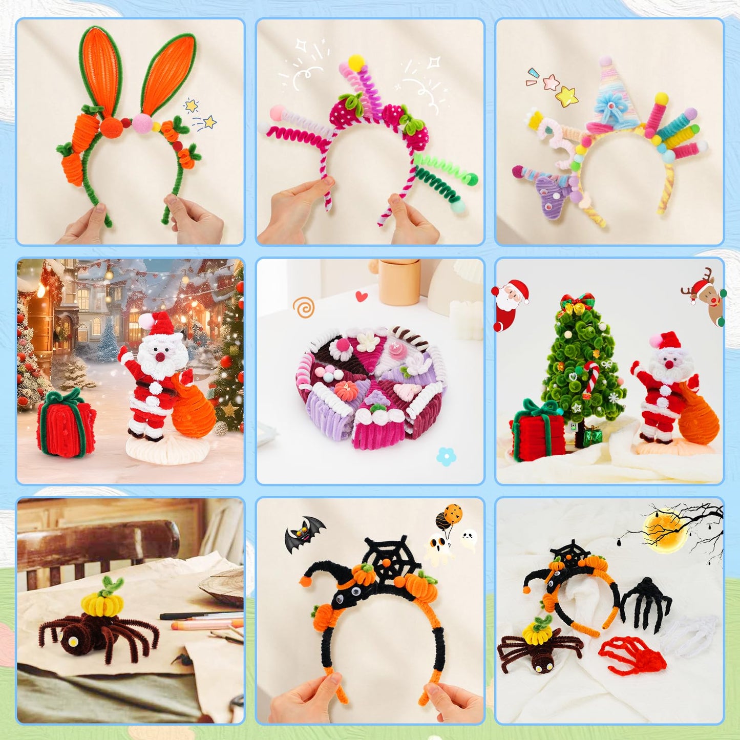 1200PCS Pipe Cleaners Craft, Pipe Cleaners Bulk for Arts and Crafts Supplies