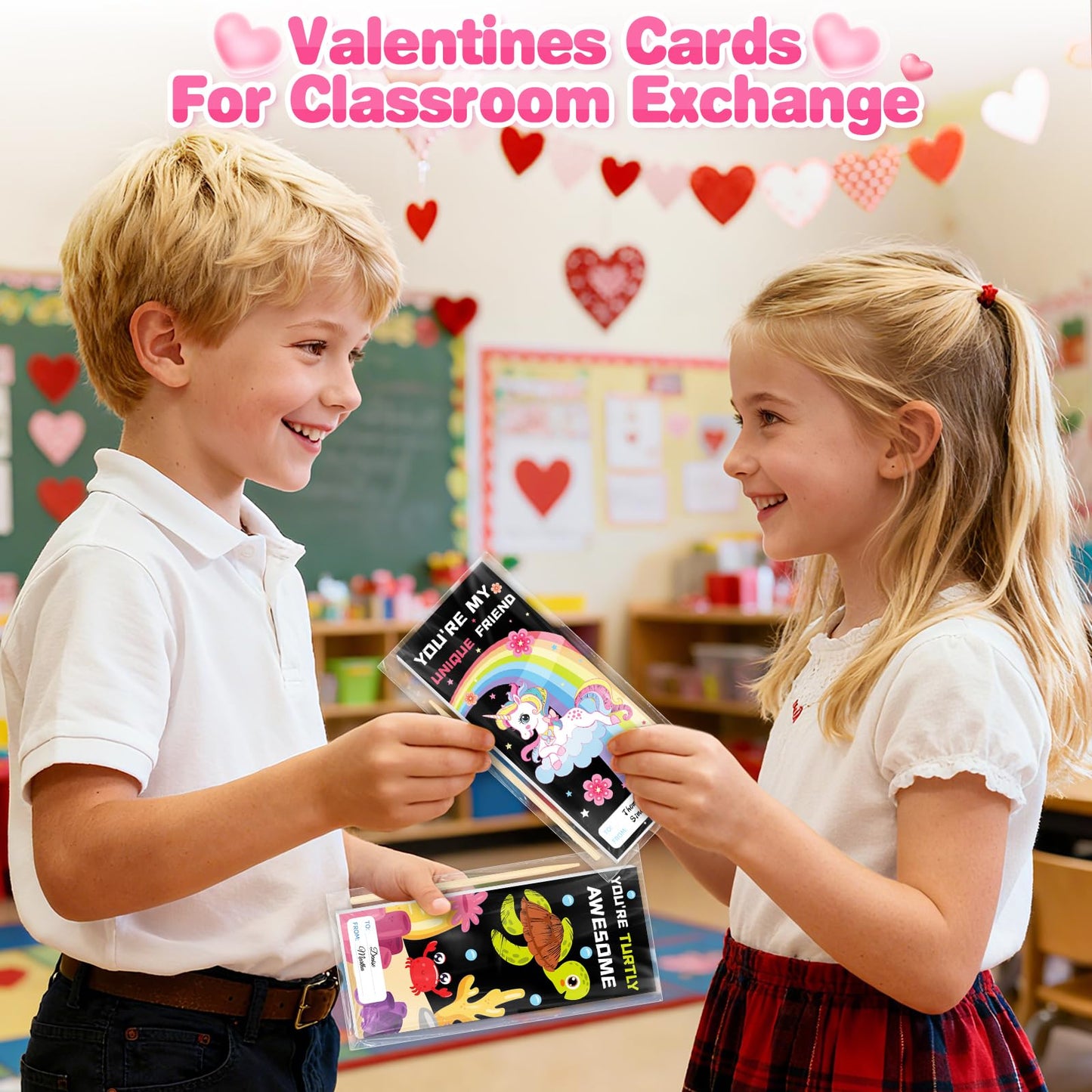 Shemira 24 Pack Valentines Day Cards with Scratch Paper, Classroom Valentines Exchange Gifts, Valentines Party Favors