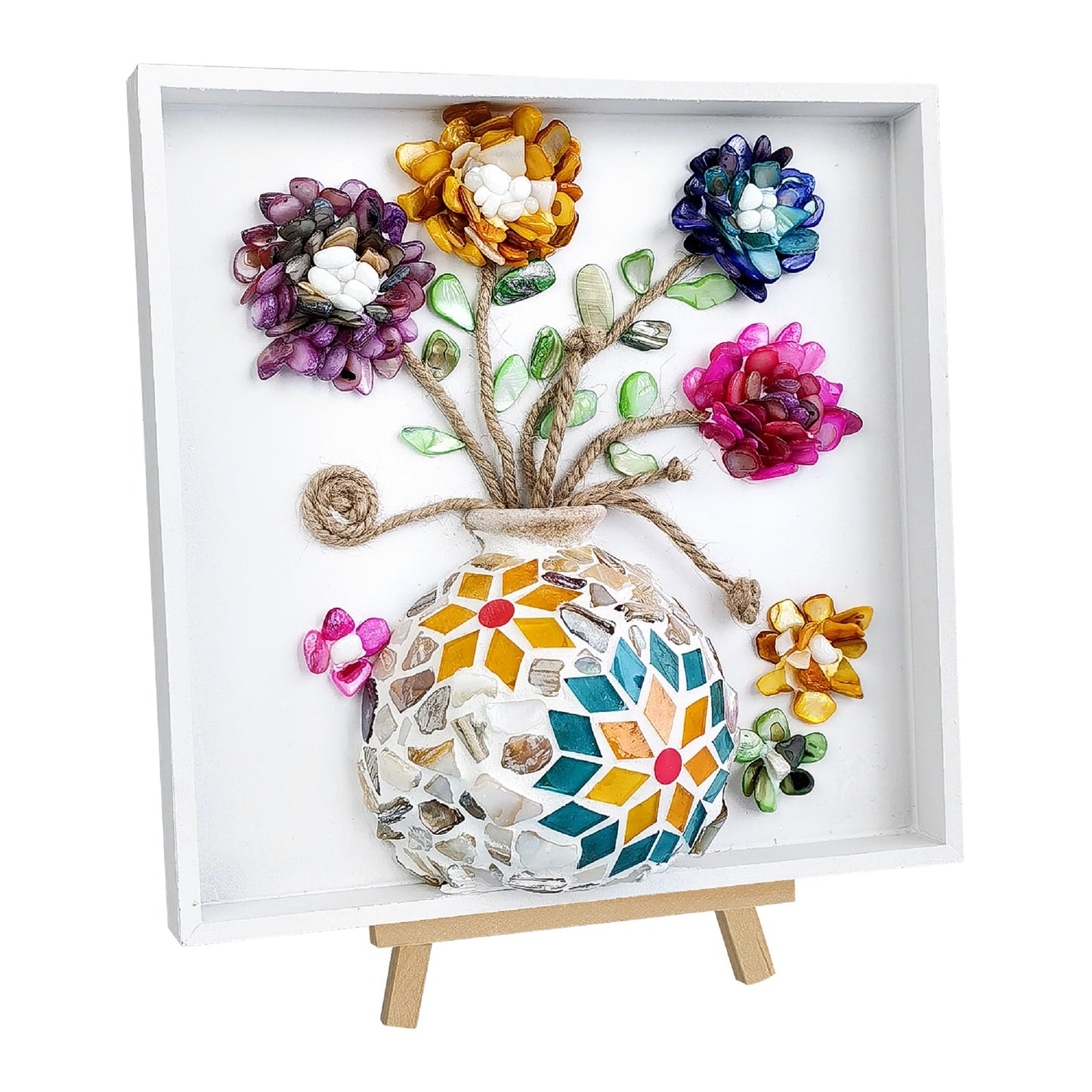 Kssiaz DIY Vase Mosaic Painting Kit, Arts and Crafts With Flower Accessories, Handmade Sticker Gem Art Kit for Christmas Room Decor