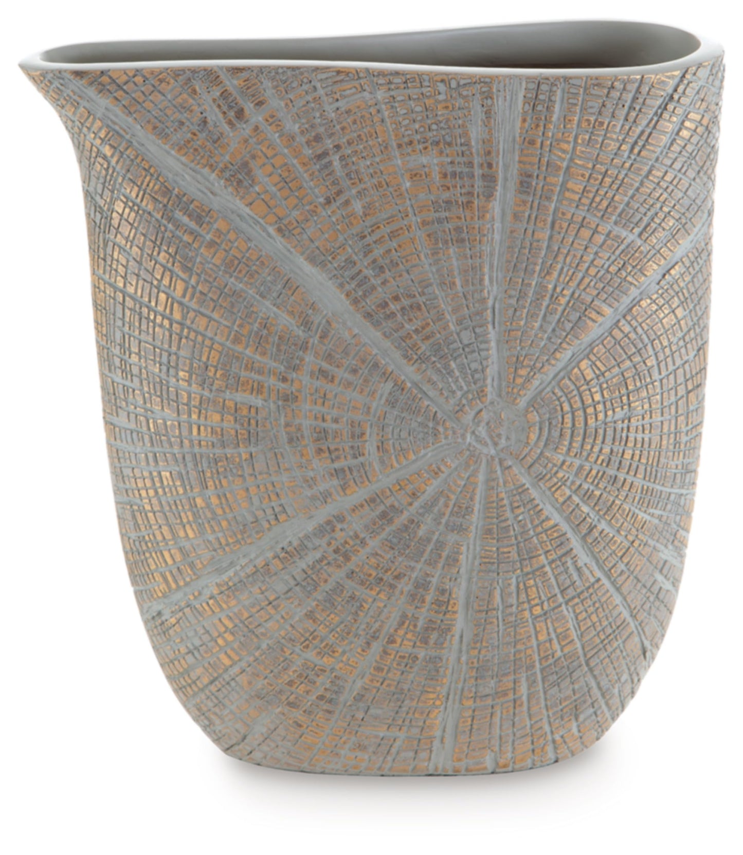 Signature Design by Ashley Ardenley Contemporary Starburst Patterned Polyresin 10.5" Vase for Home Decor, Gray & Metallic