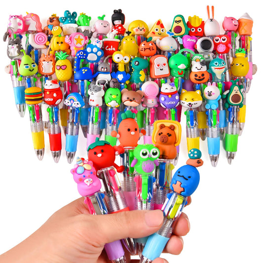 BIMORITA 100Pcs Mini Multicolor Pens in One 4-in-1, Cute Pens Bulk for Party Favors and Birthdays, Delightful Ballpoint Pen Gifts Classroom Student Prizes (100pcs)