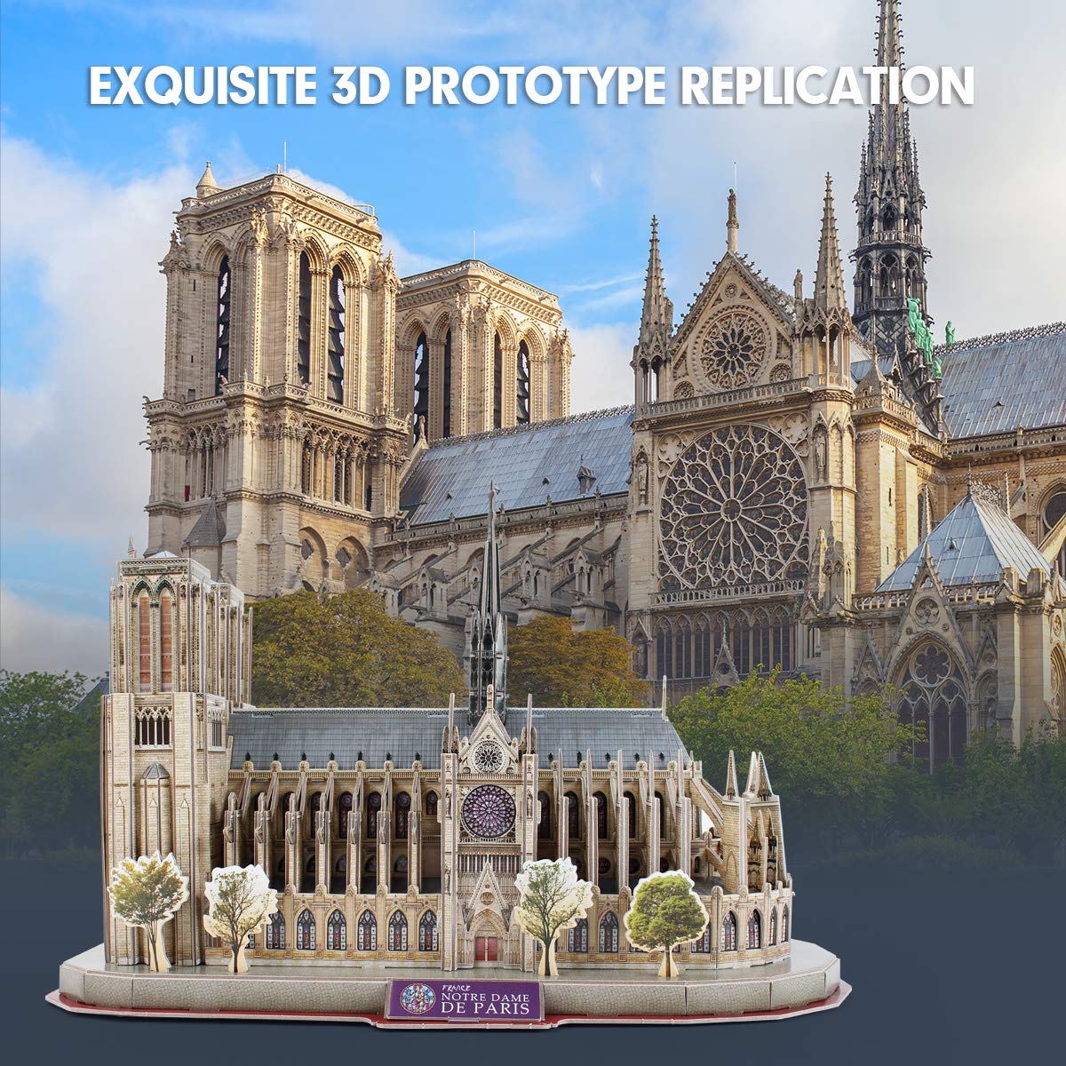 CubicFun 3D Puzzle for Adults Kids Notre Dame de Paris France Architecture Model Kits, Gifts for Boys Girls Adults, 128 Pieces