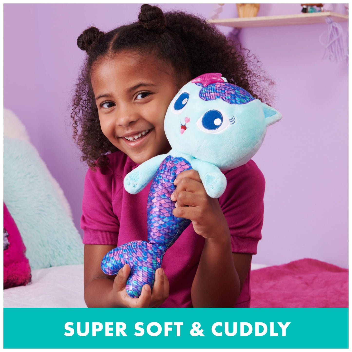 Gabby’s Dollhouse, 14-inch Interactive Talking Mercat Plush Kids Toys with Lights, Music and Phrases Stuffed Animals for Girls and Boys Ages 3 and up