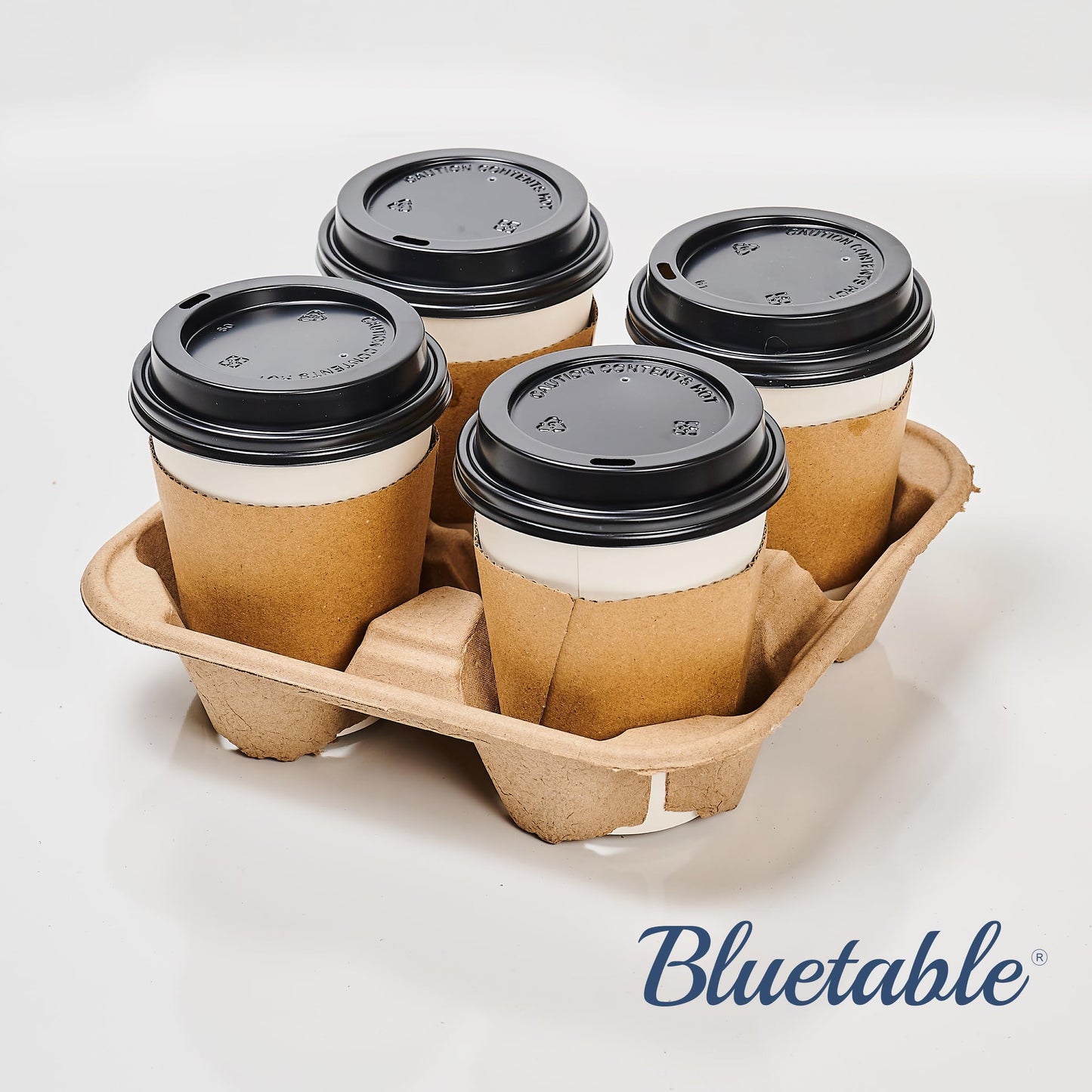 Bluetable 4 Cup 8 oz. - 32 oz. (300 Pack) For Disposable Cups, Delivery Carrier- To Go - Coffee Drinks or Iced Drink Holder Molded Fiber [300 Case Pack]