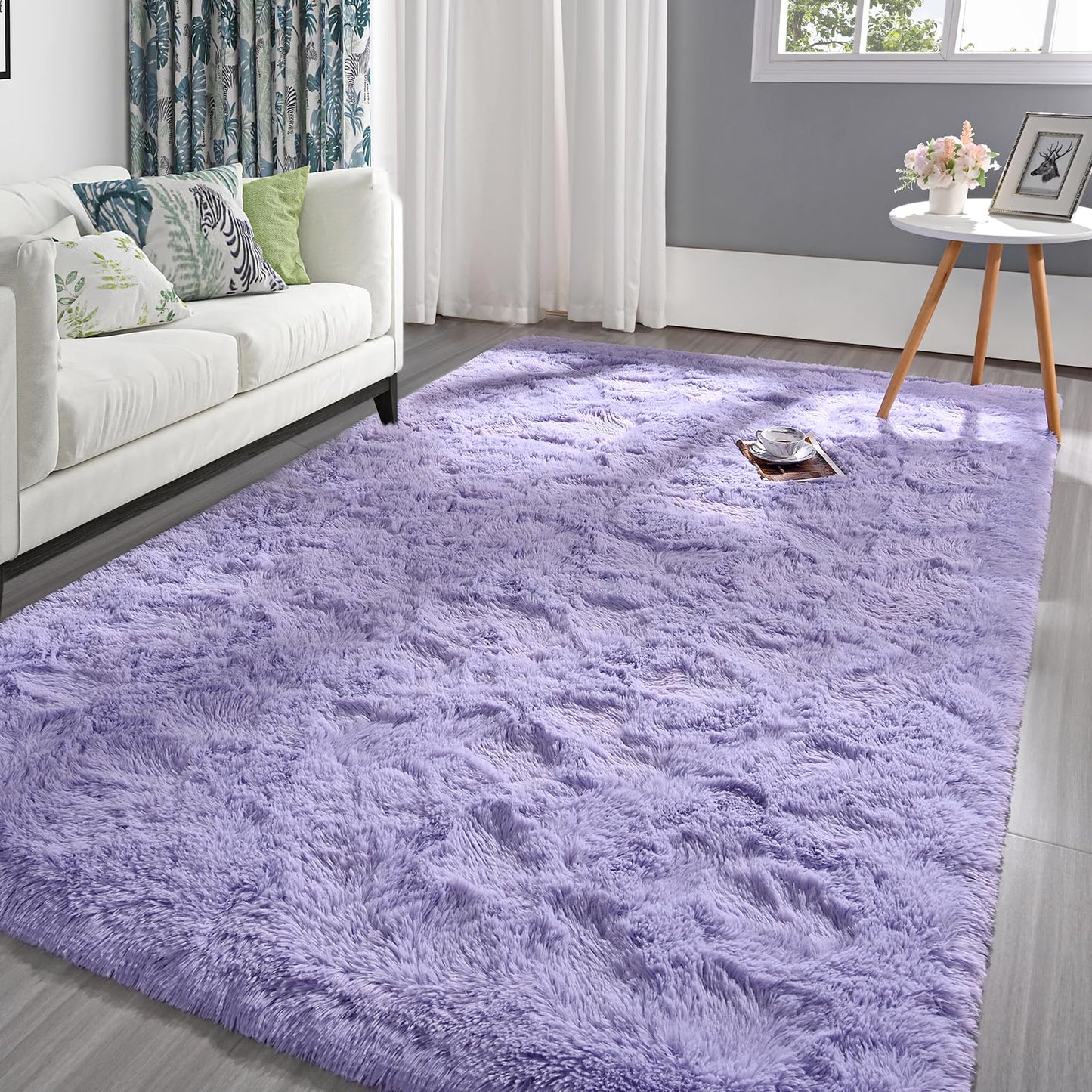 Pettop Fluffy Lavender Purple Rug for Bedroom Living Room, 5x8 Feet Super Soft Shaggy Plush Fuzzy Rugs for Girls Kids Boys, Non-Slip and Washable Rug for Nursery Classroom, Carpet for Rooms Decor