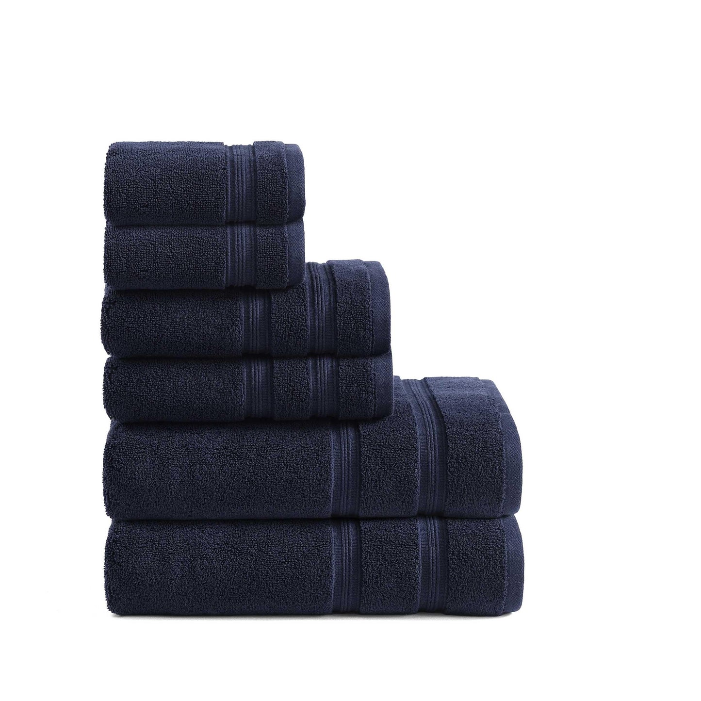 Tommy Hilfiger - Bath Towels, Ultra-Soft & Quick Drying with Zero Twist, 600 GSM Bathroom Towels with Iconic Flag Accent (Harborside Solid Navy, 6 Piece)