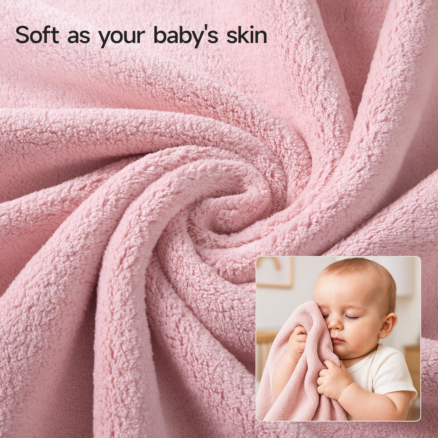 REDKISS Pack of 6 Towel Set - 2 Extra Large Bath, 2 Hand, 2 Washcloths, Ultra Soft & Highly Absorbent, Quicker to Dry, Pink Towels for Bathroom, Spa, Hotel, Gym