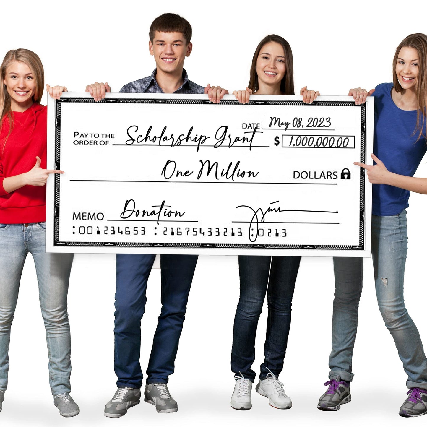 Reusable Giant Check [48" x 24"] - Dry Erase Big Checks for Presentations, Oversized Checks for Presentation, Novelty Big Check, Giant Big Fake Check, Large Checks for Presentations, Donation, Awards
