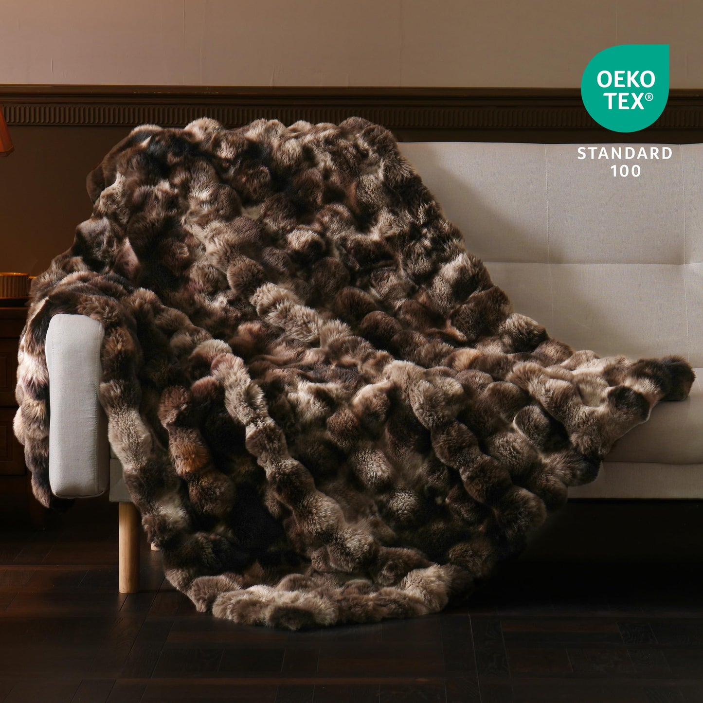 BENVWE Fluffy Faux Fur Throw Blanket for Couch, Soft Plush Thick Cozy Fuzzy Luxury Minky Bubble Blanket for Home Living Room Decor Gift for Women, Tie-dye Coffee, 60" x 80", 1100GSM