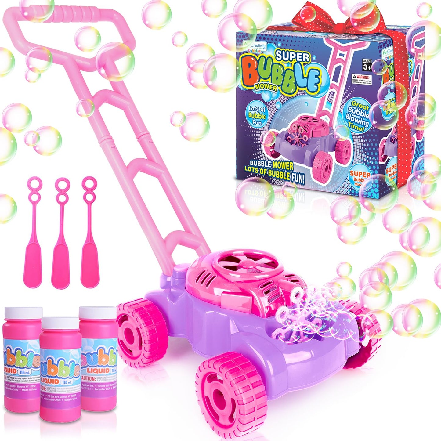 ArtCreativity Bubble Lawn Mower for Toddlers 1-3, Bubble Machine for Kids, Gift for 2-Year-Old Girl, for Grandkids, Push Toys for Kids Age 1 2 3+ Birthday Gifts for Preschool Girls