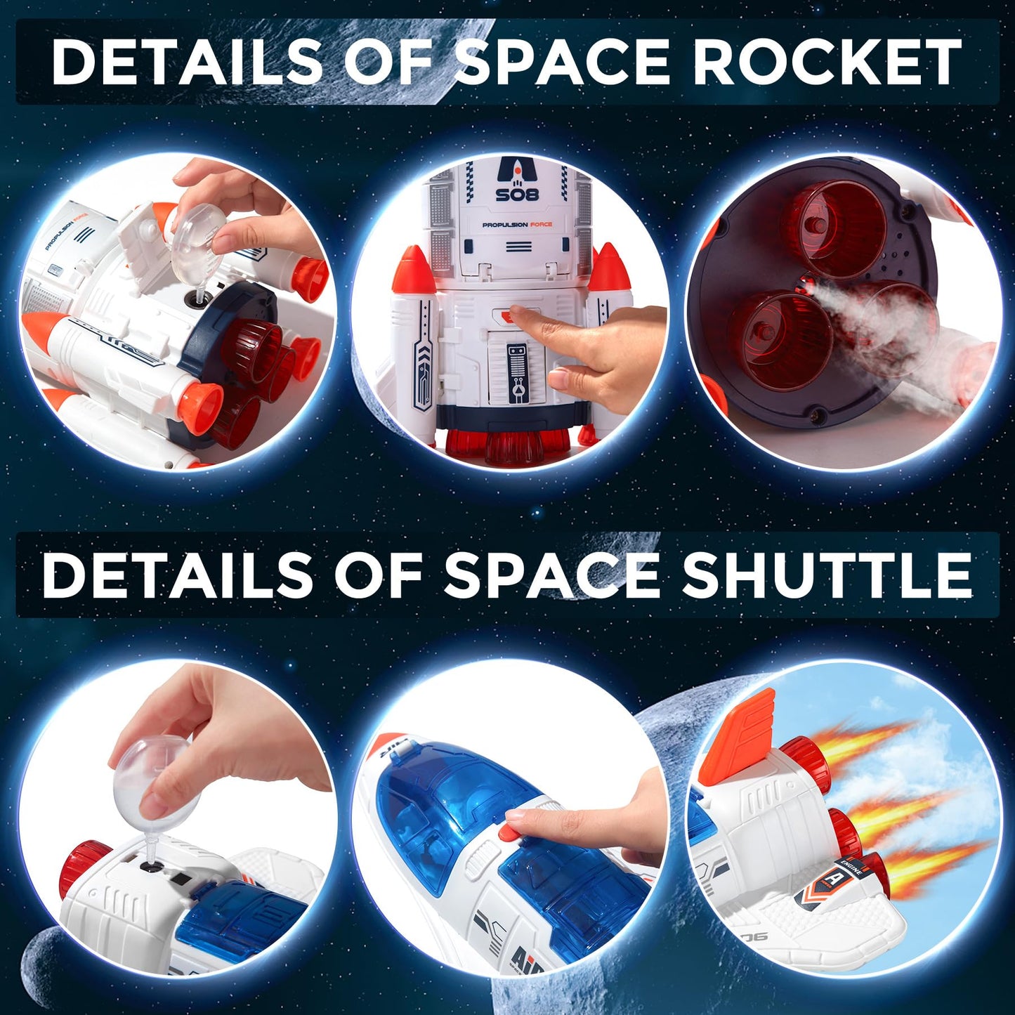 Large Space Exploration Astronaut Toys, Rocket Ship Toys for Kids with Spray Effects, Space Shuttle Truck Toy with Light and Sound, Outer Space Playset Series Toys