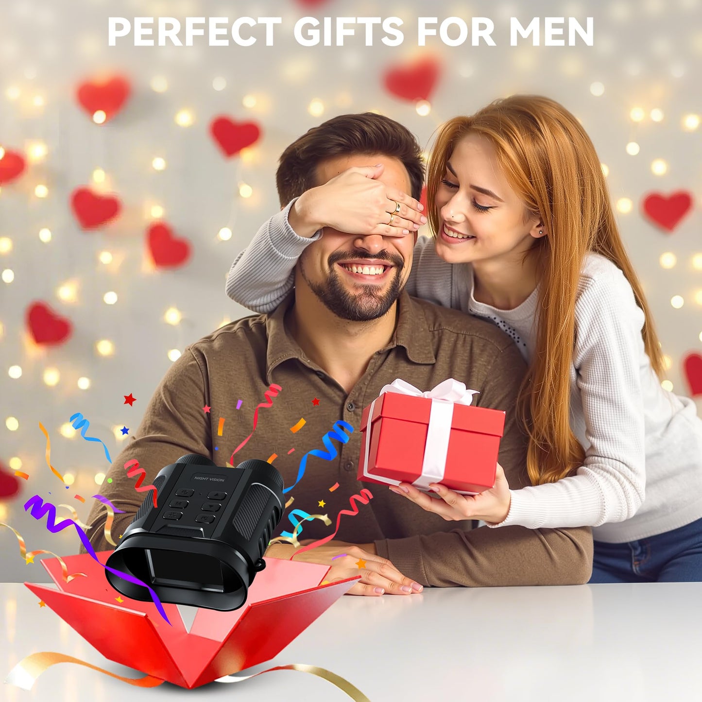 Valentines Day Gifts & Night Vision Goggles - 5W Upgraded 4K HD IR Binoculars - 8X Digital Zoom/Rechargeable Battery/32GB Card/Flashlight, Camping Exploration Gifts for Men Dad Husband Boy Friend