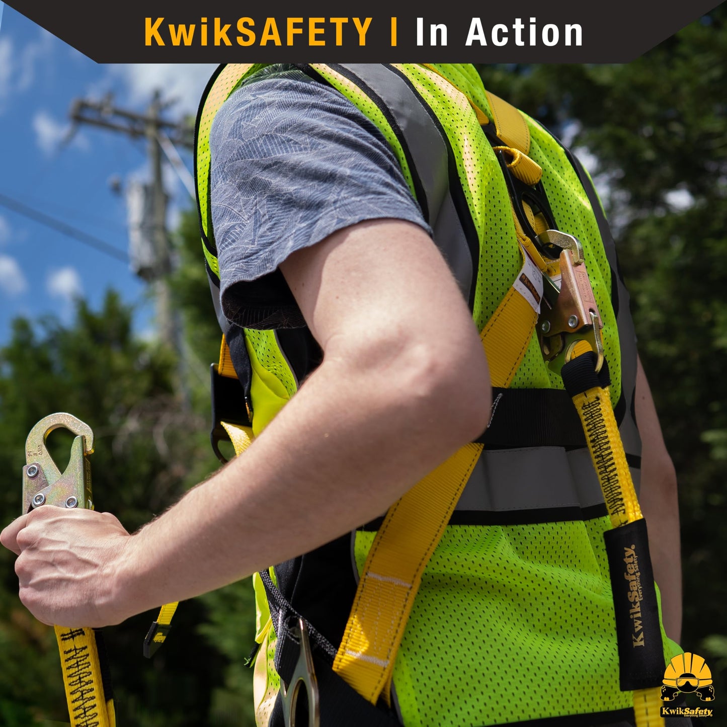 KwikSafety - Charlotte, NC - TYPHOON Safety Harness [CUSHIONED BACK & SHOULDER SUPPORT] ANSI OSHA Full Body Fall Protection Work Equipment Construction Tower Climbing Roofing Scissor Lift