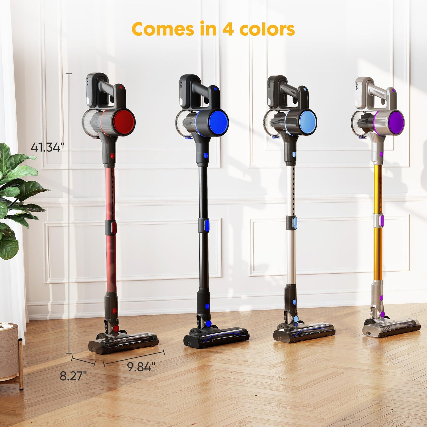 OLIXIS Cordless Vacuum Cleaner with Flexible Steering & Extendable Pole,3 Brush Heads, Lightweight Wireless Rechargeable Upright Vacuum with LED Light & Wall Mount for Hardwood Floors & Carpet