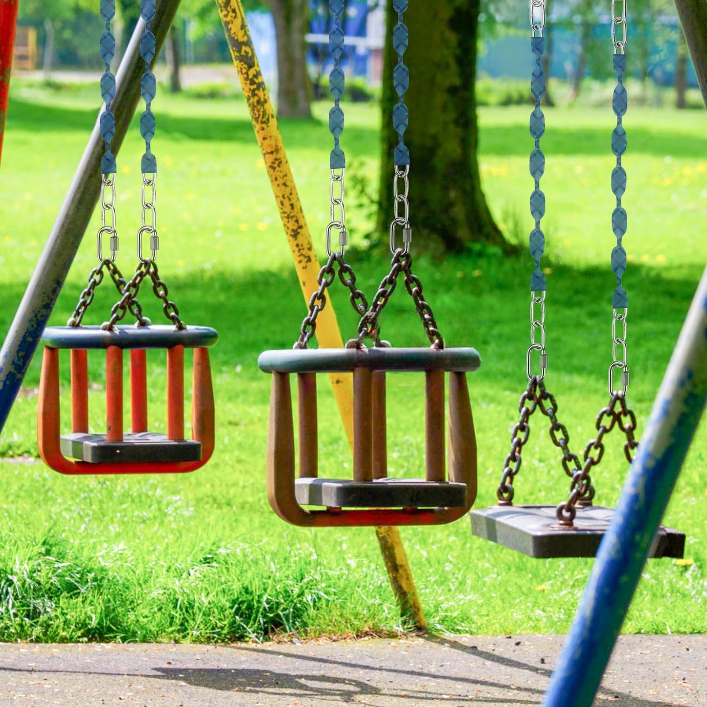 Dakzhou 4 Stainless Steel Chains (84") Swing Chains, Heavy Duty Swing Hardware,4 Quick Connection Buckles, Indoor and Outdoor Playground Swings, Hammocks, Sandbags, 1000 lb Capacity Blue